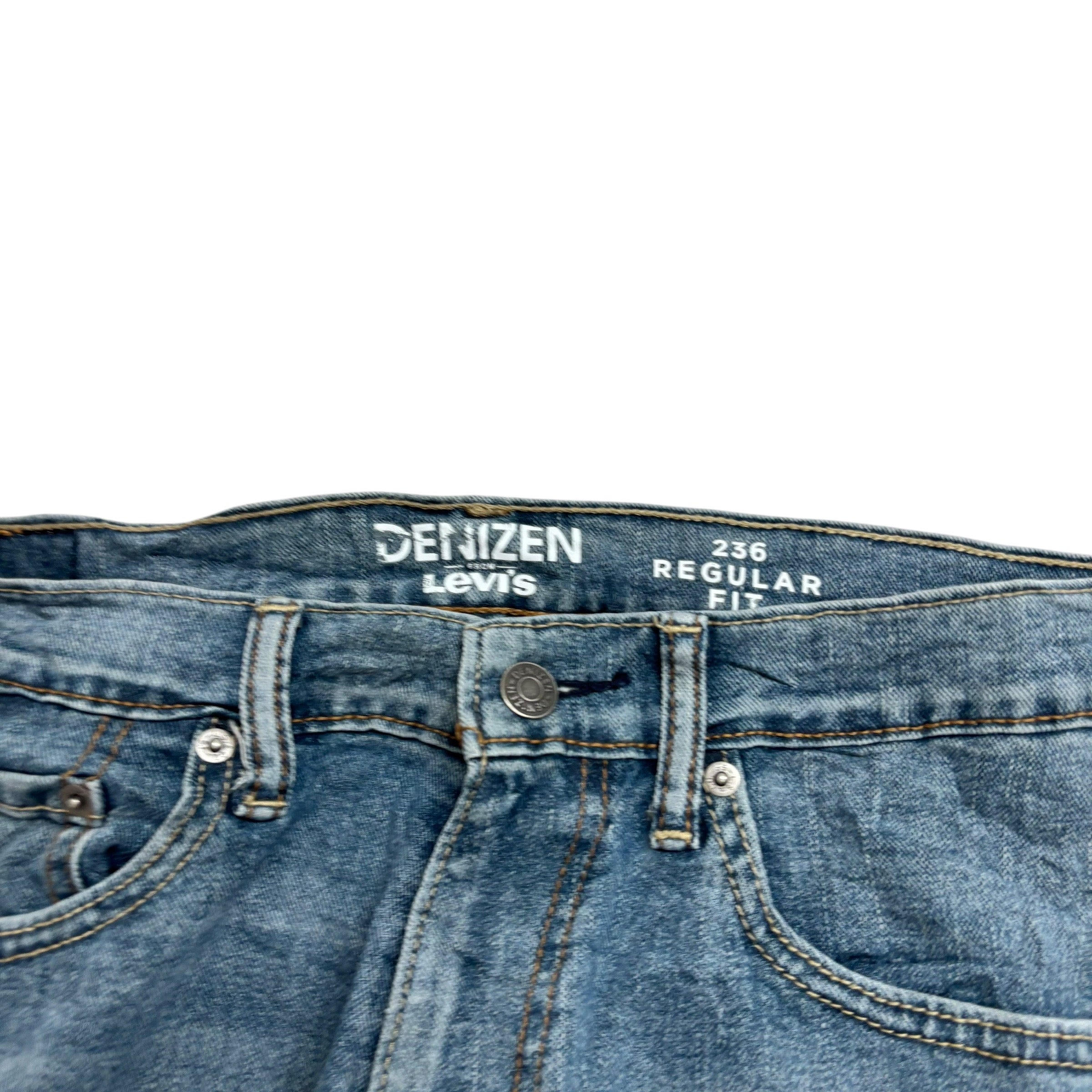 Levis Denizen Jeans W32 L32 Mens Blue Regular Straight Fit Stretch Denim (E)