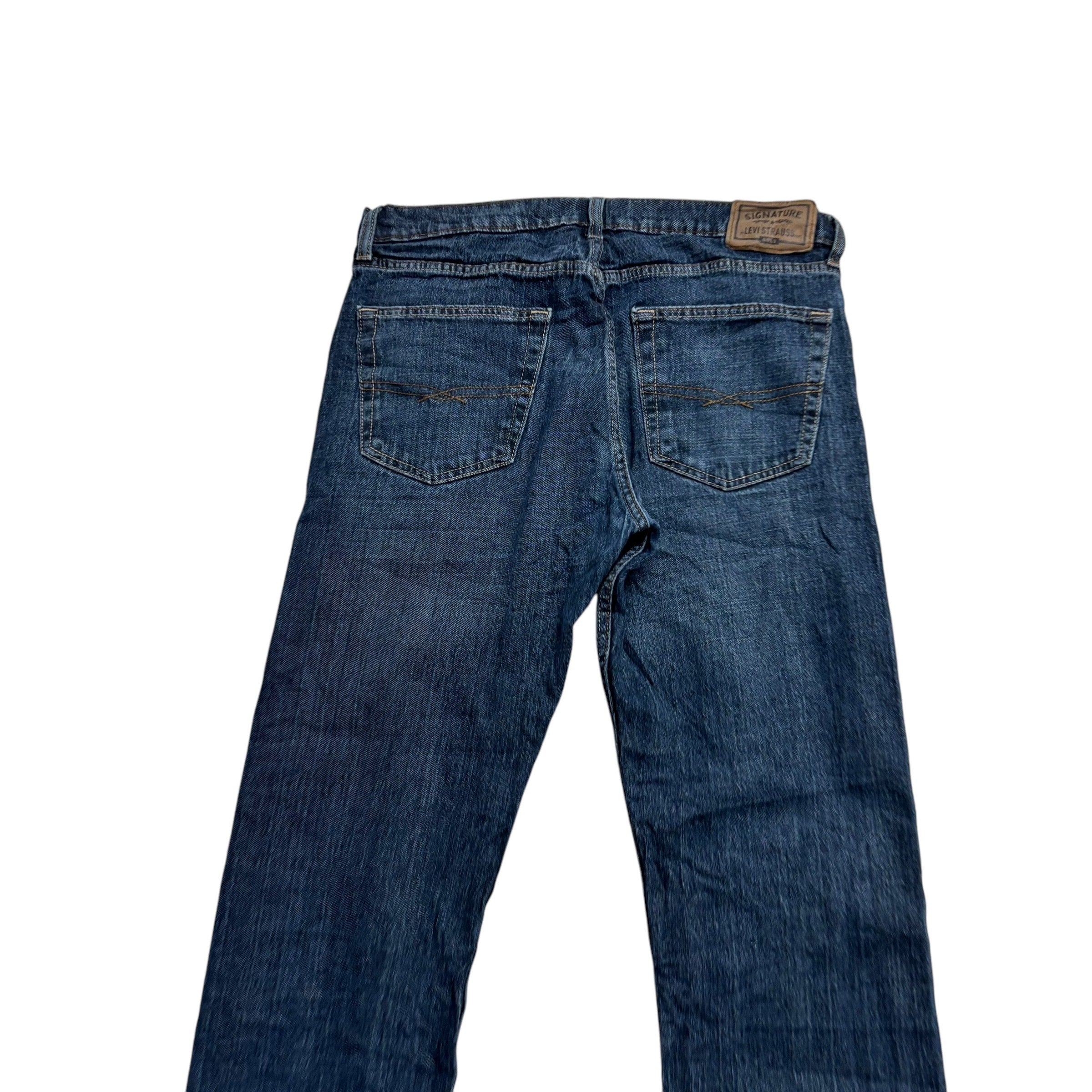 Levis Signature Jeans W34 L29 Mens Dark Blue Regular Straight Stretch Denim (E)