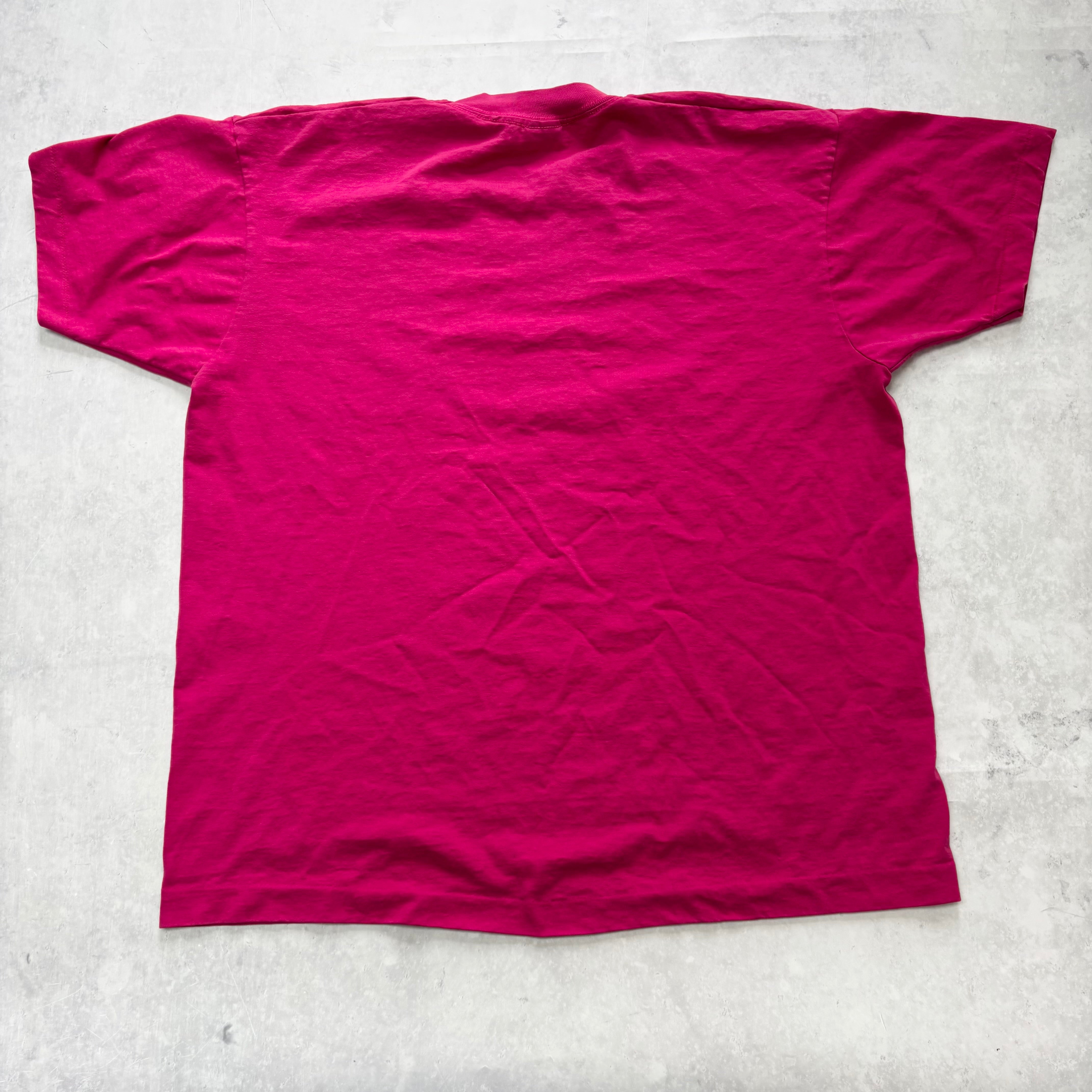 Vintage T Shirt Mens Large Pink Single Stitch Graphic Print 90s USA (E)