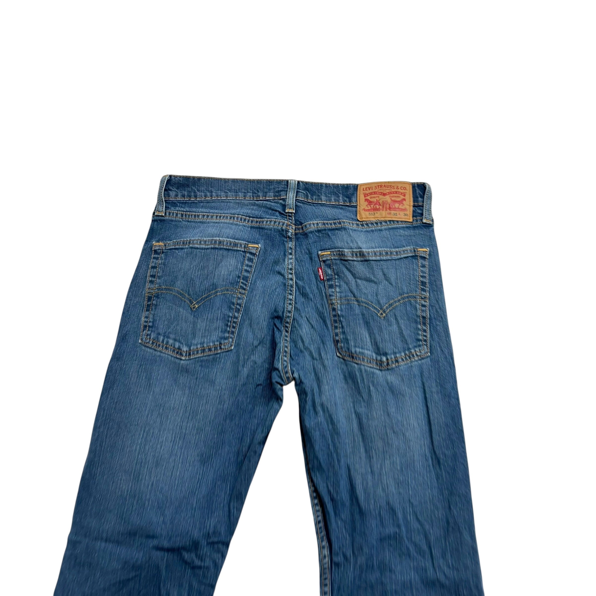 Levis 513 Jeans W31 L30 Mens Mid Blue Slim Straight Fit Stretch Denim (E)