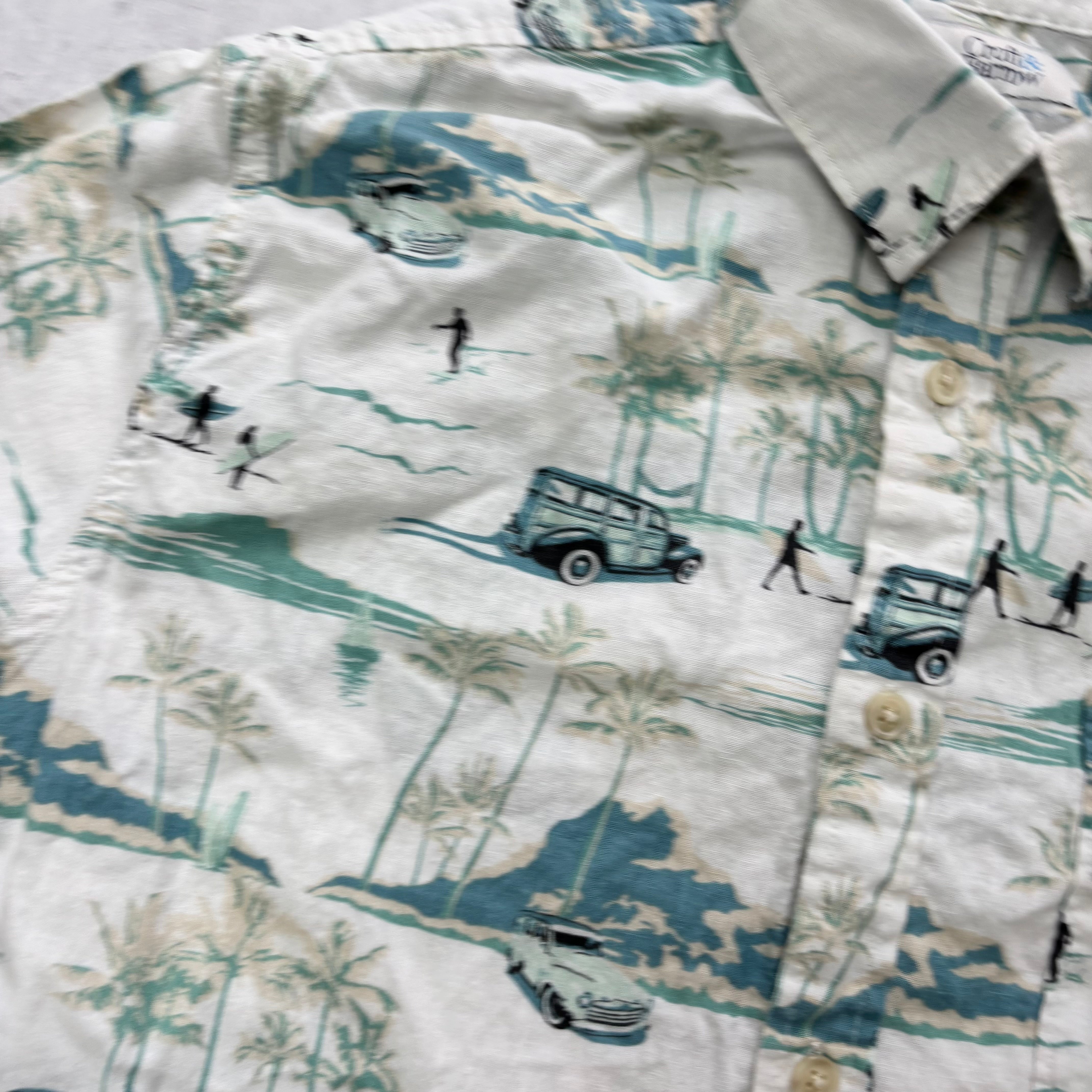Hawaiian Shirt Mens Medium White Aloha Short Sleeve Linen Regular Fit (E)
