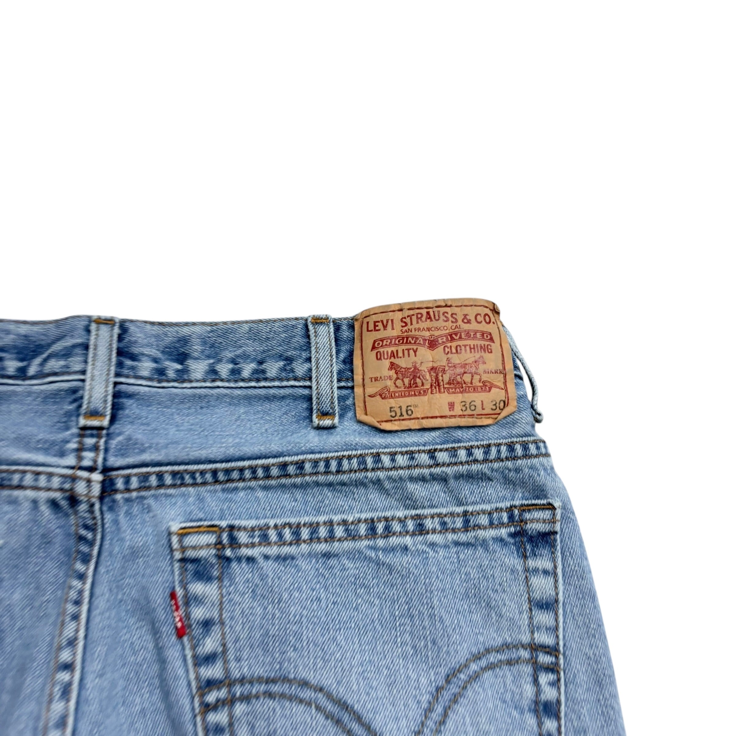 Levis 516 Jeans W34 L27 Mens Light Blue Regular Straight Fit Vintage Denim (E)