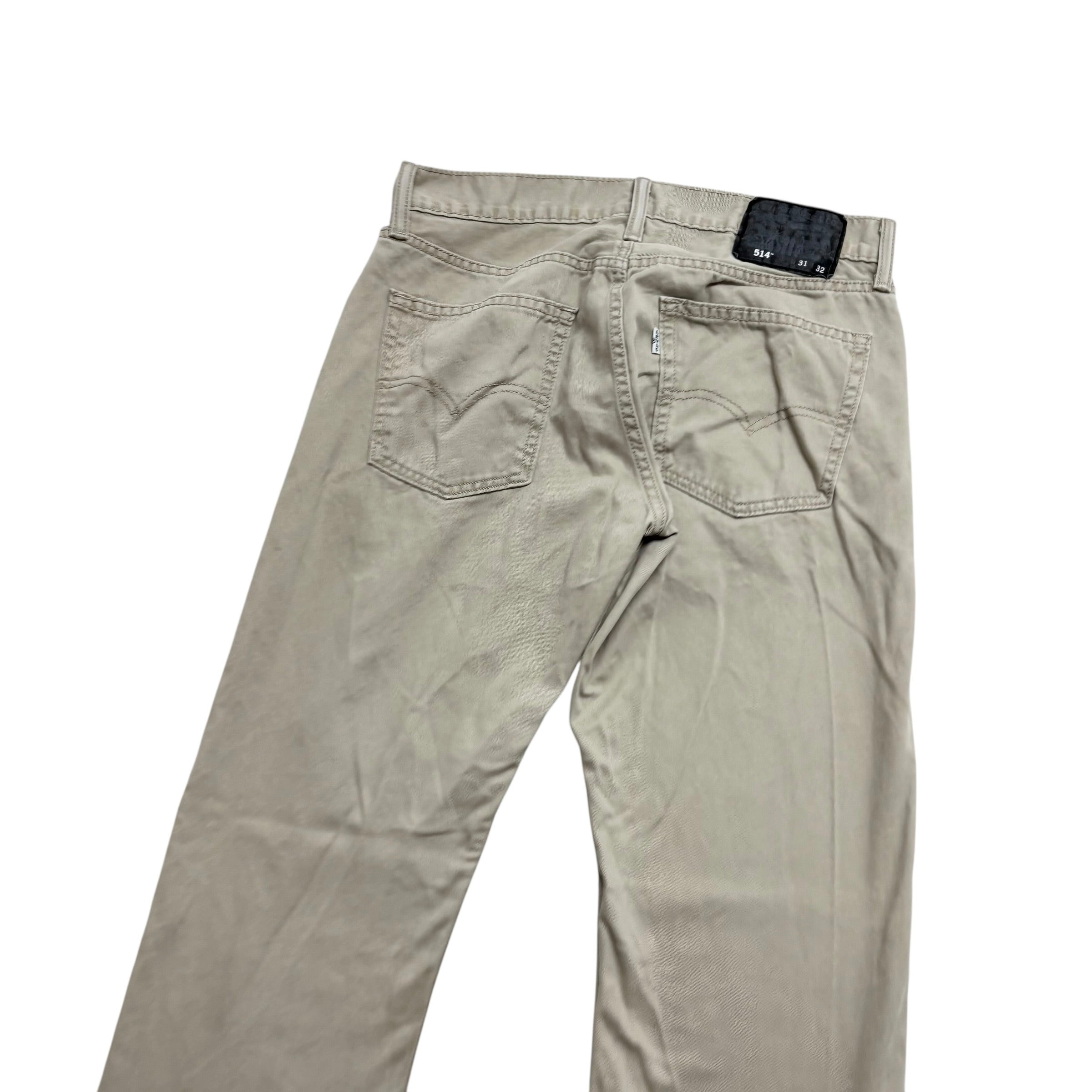 Levis 514 Trousers W31 L32 Mens Cream Regular Straight Fit Cotton Pants (E)