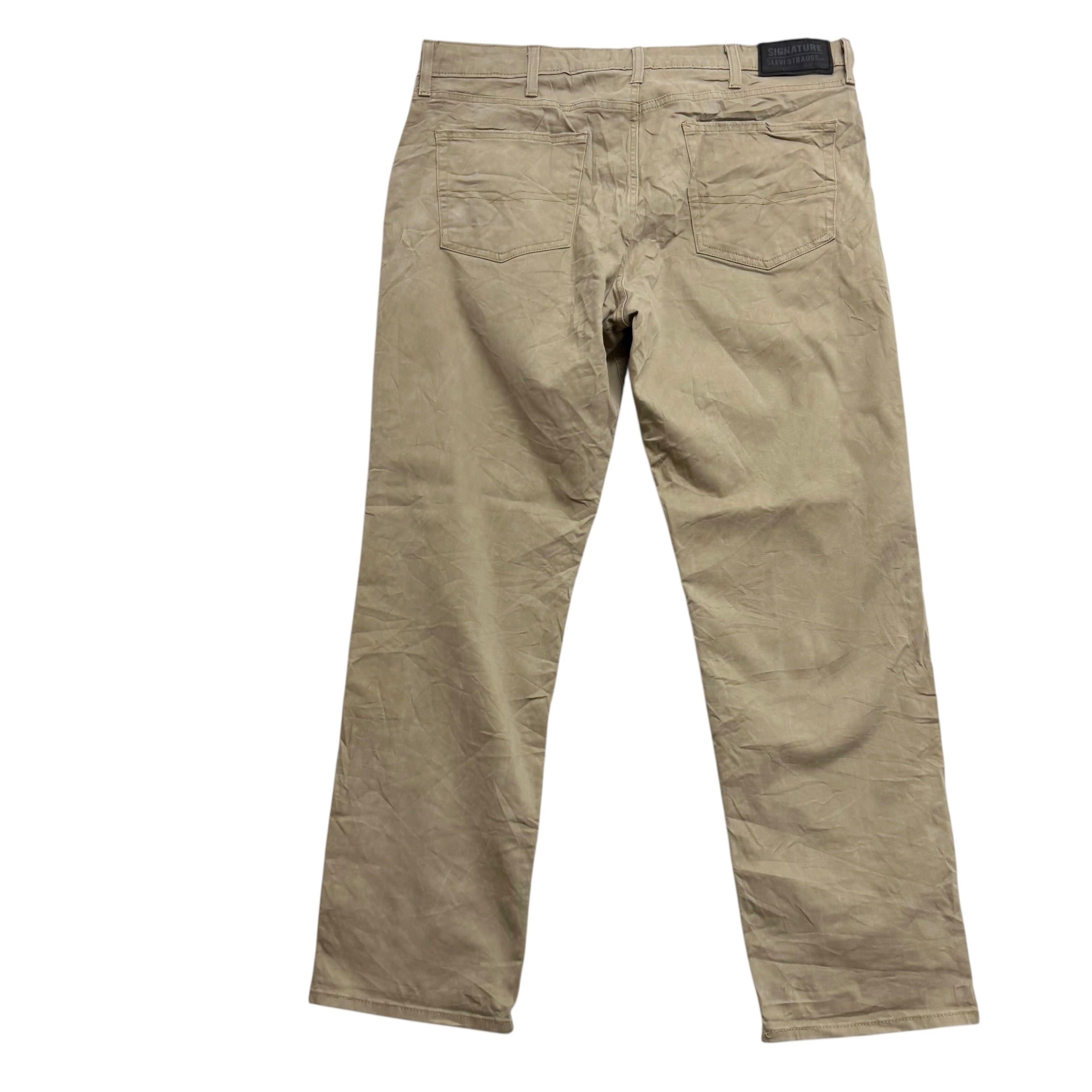Levis Signature Trousers W38 L31 Mens Beige Athletic Straight Fit Stretch (E)