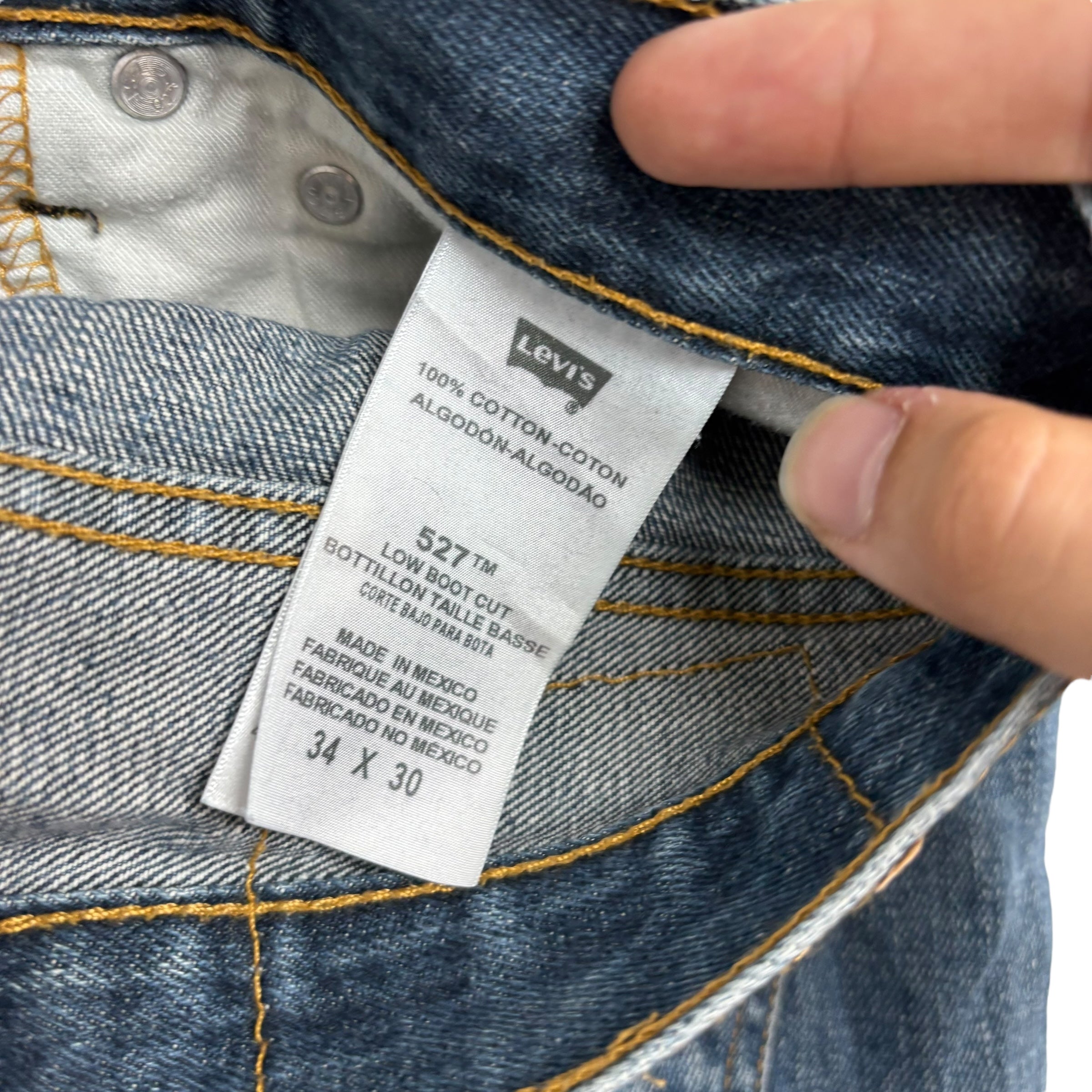 Levis 527 Jeans W34 L30 Mens Mid Blue Regular Bootcut Fit Vintage Denim