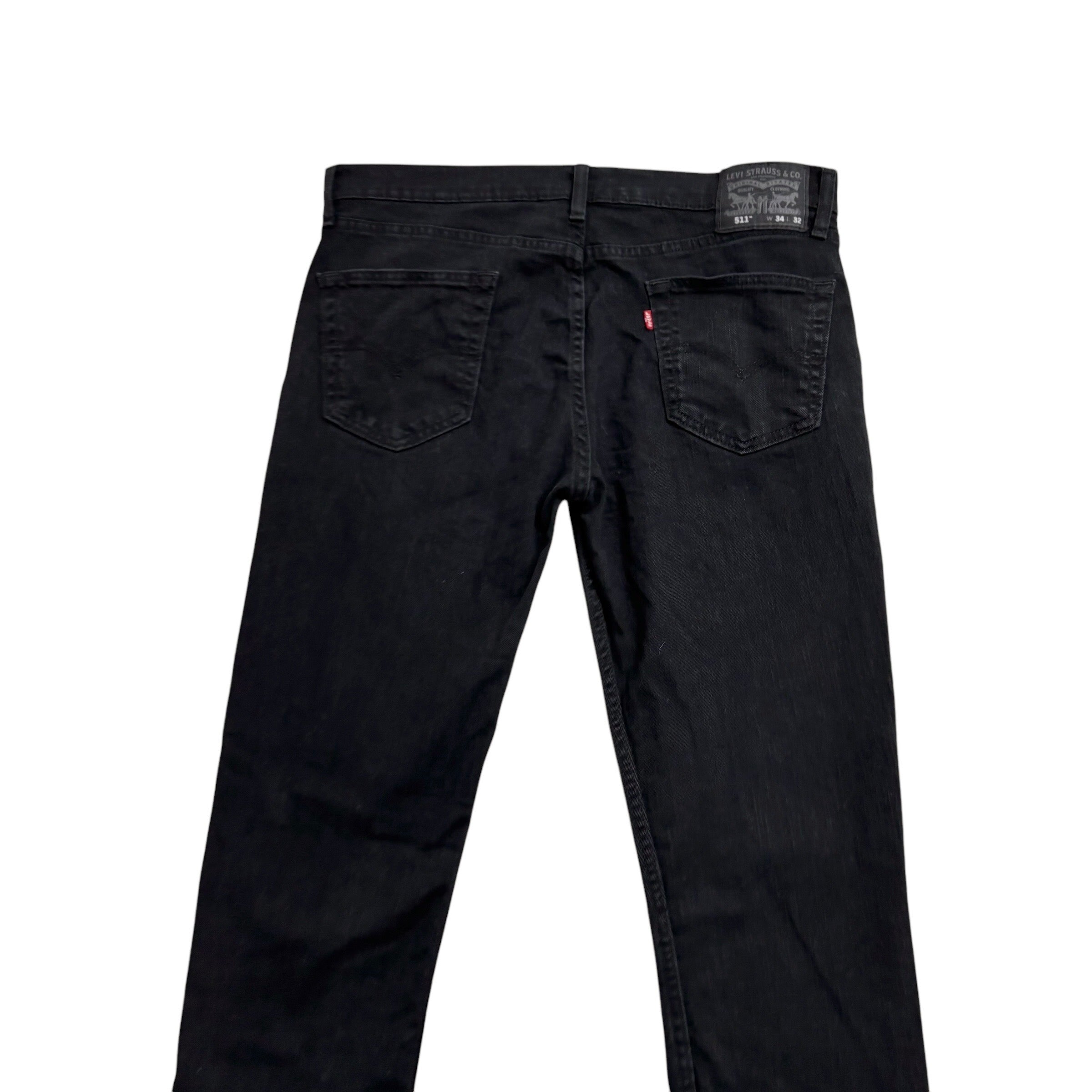 Levis 511 Jeans W36 L32 Mens Black Slim Fit Stretch Denim (E)