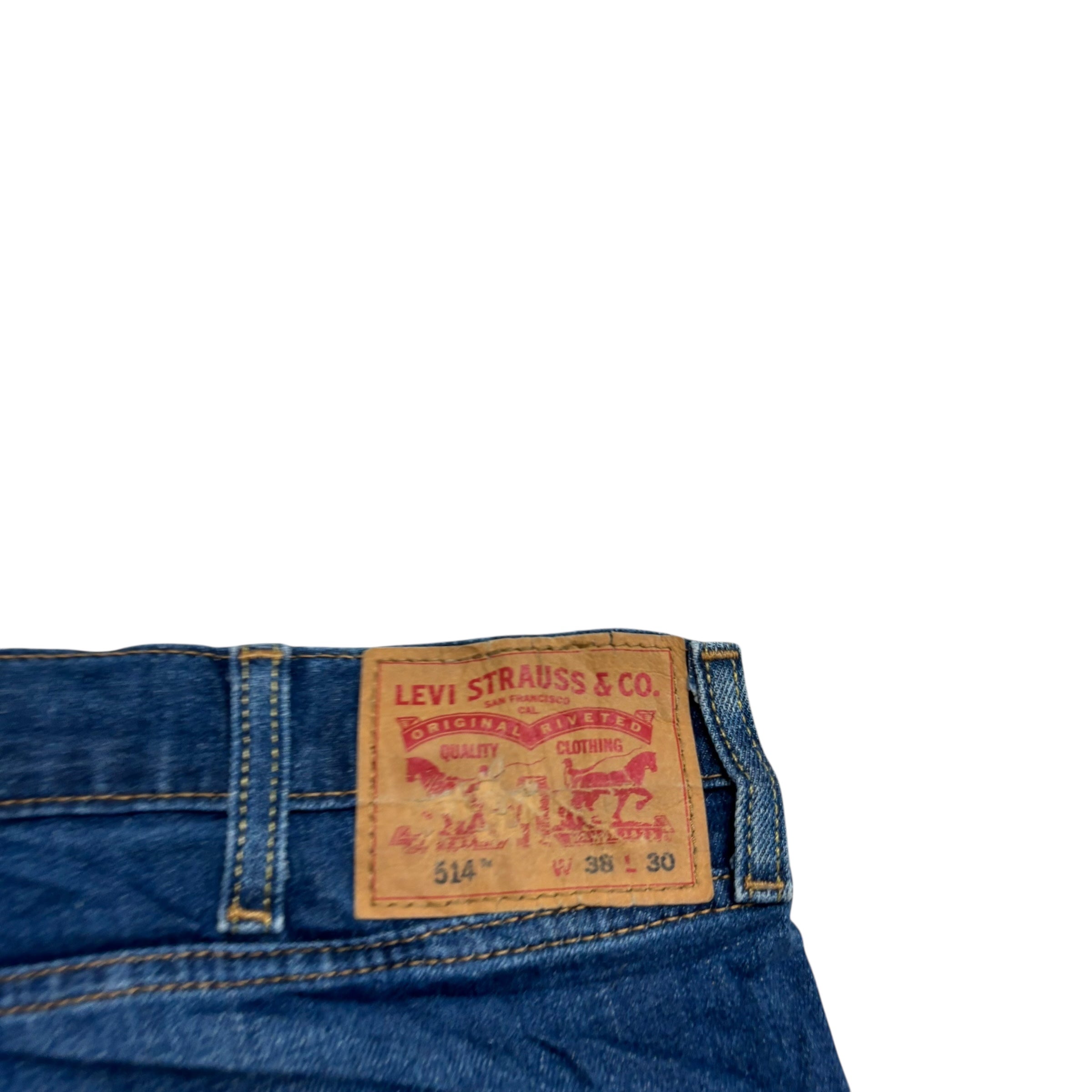 Levis 514 Jeans W38 L30 Mens Dark Blue Regular Straight Fit Stretch Denim