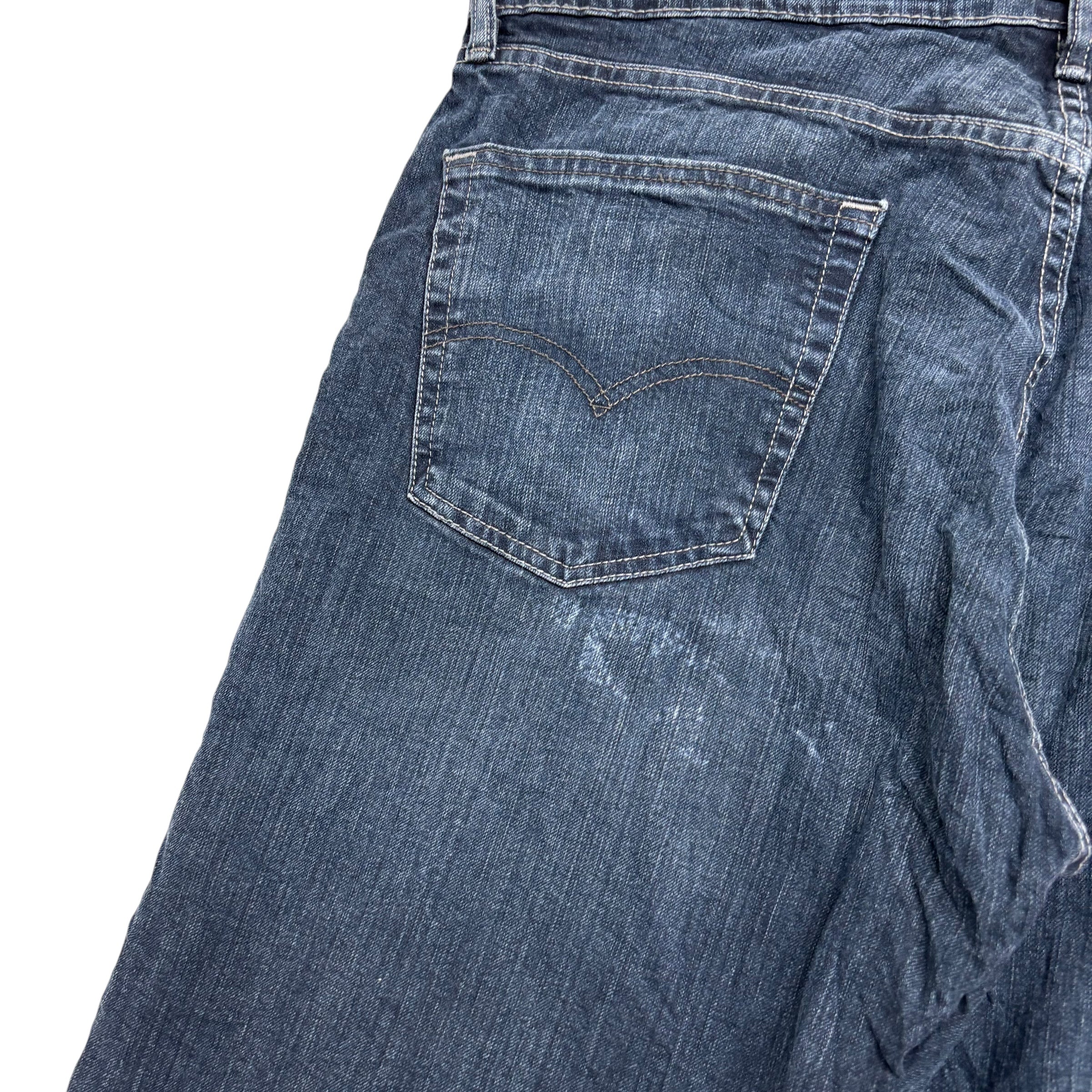 Levis 505 Jeans W38 L32 Mens Dark Blue Regular Straight Fit Stretch Denim