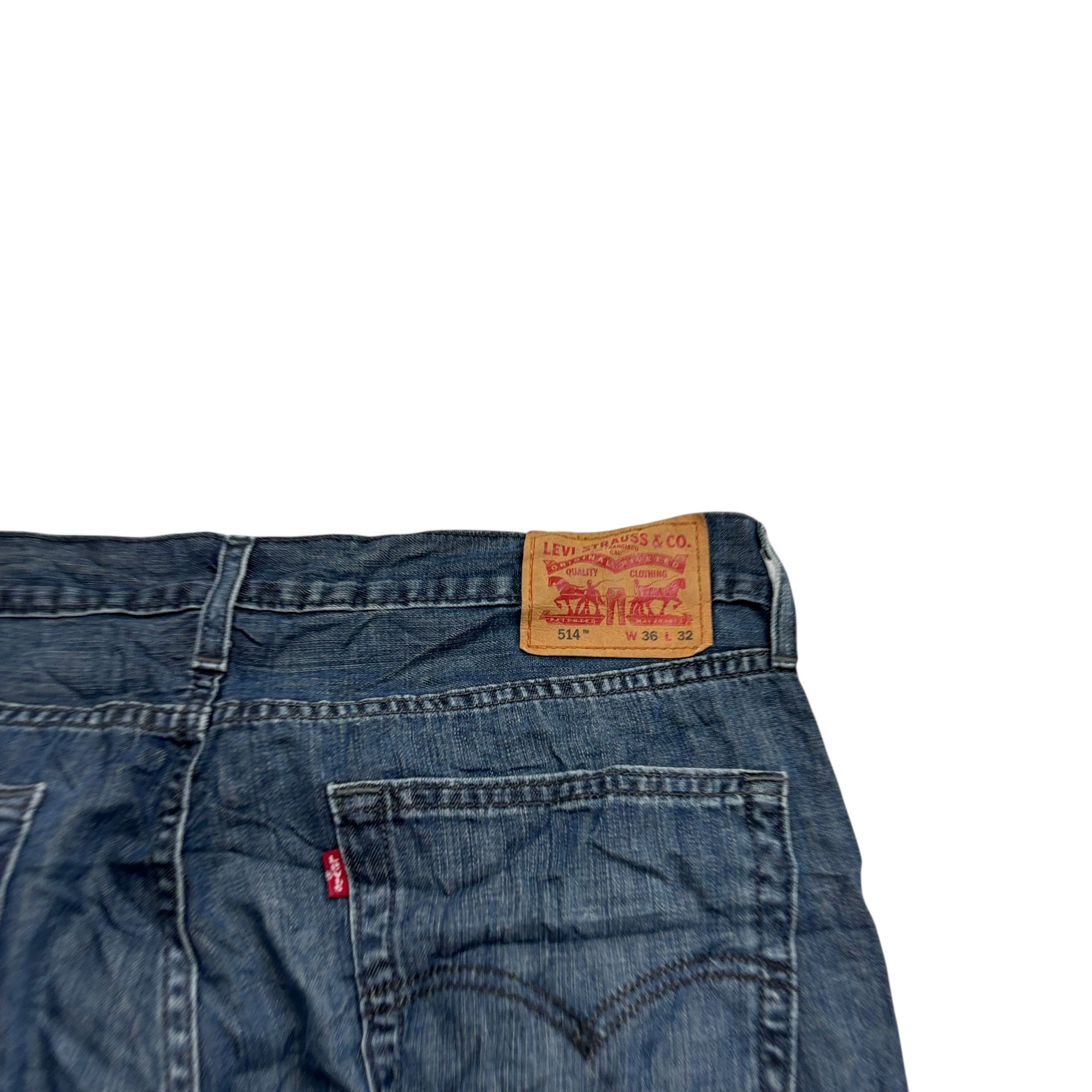 Levis 514 Jeans W36 L32 Mens Dark Blue Regular Straight Fit Denim (E)