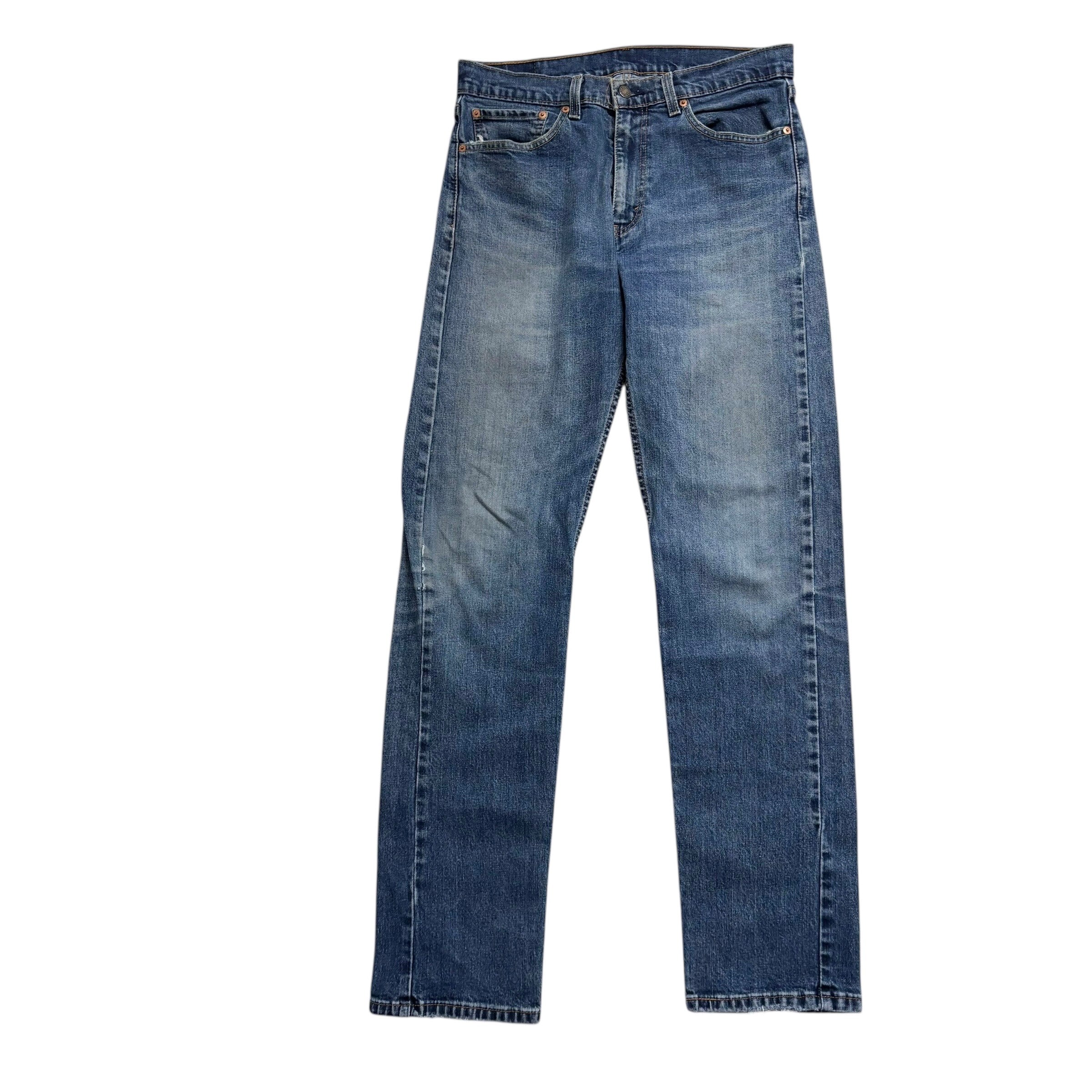 Levis 505 Jeans W34 L36 Mens Mid Blue Regular Straight Fit Stretch Denim (F)