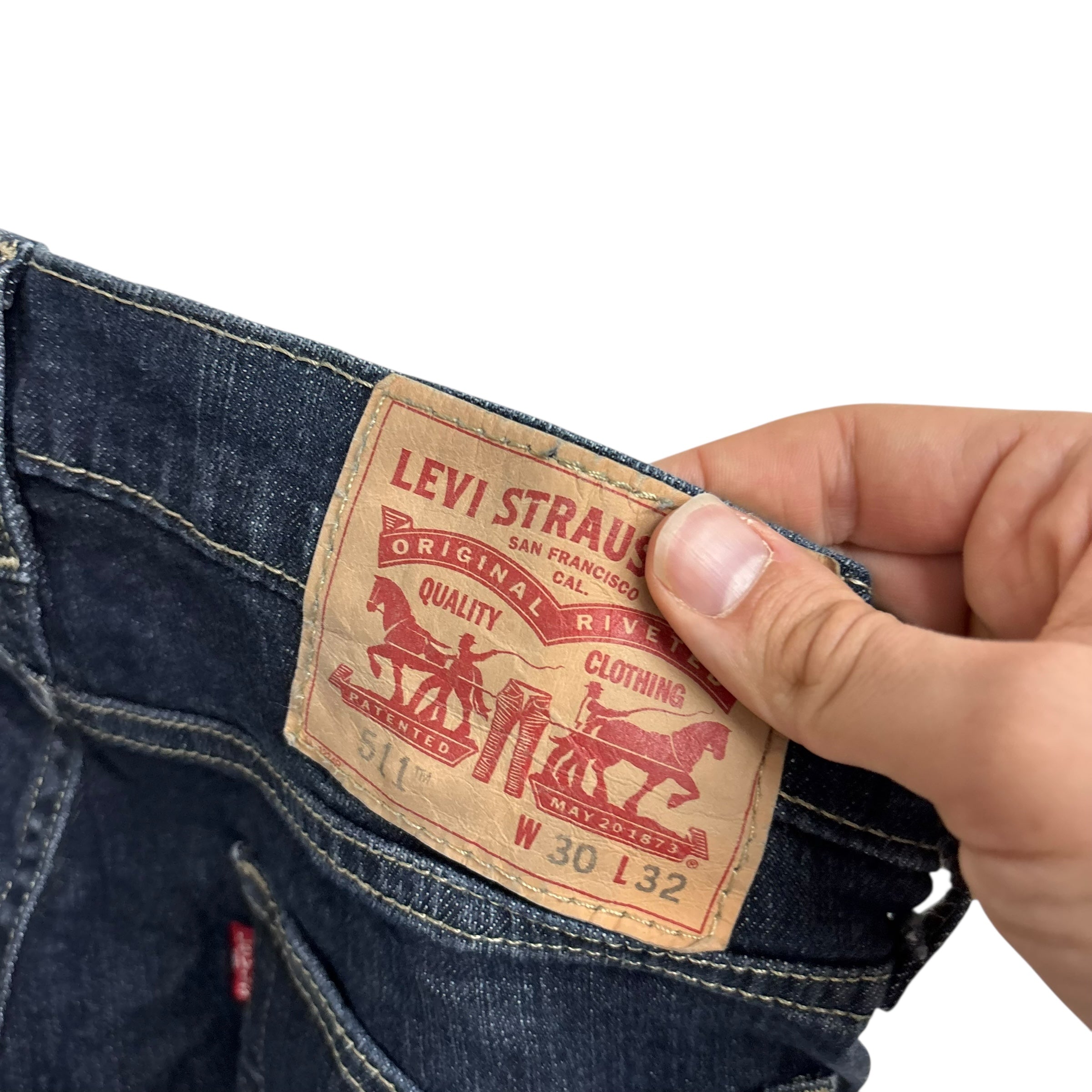 Levis 511 Jeans W30 L32 Mens Dark Blue Slim Fit Stretch Denim (E)