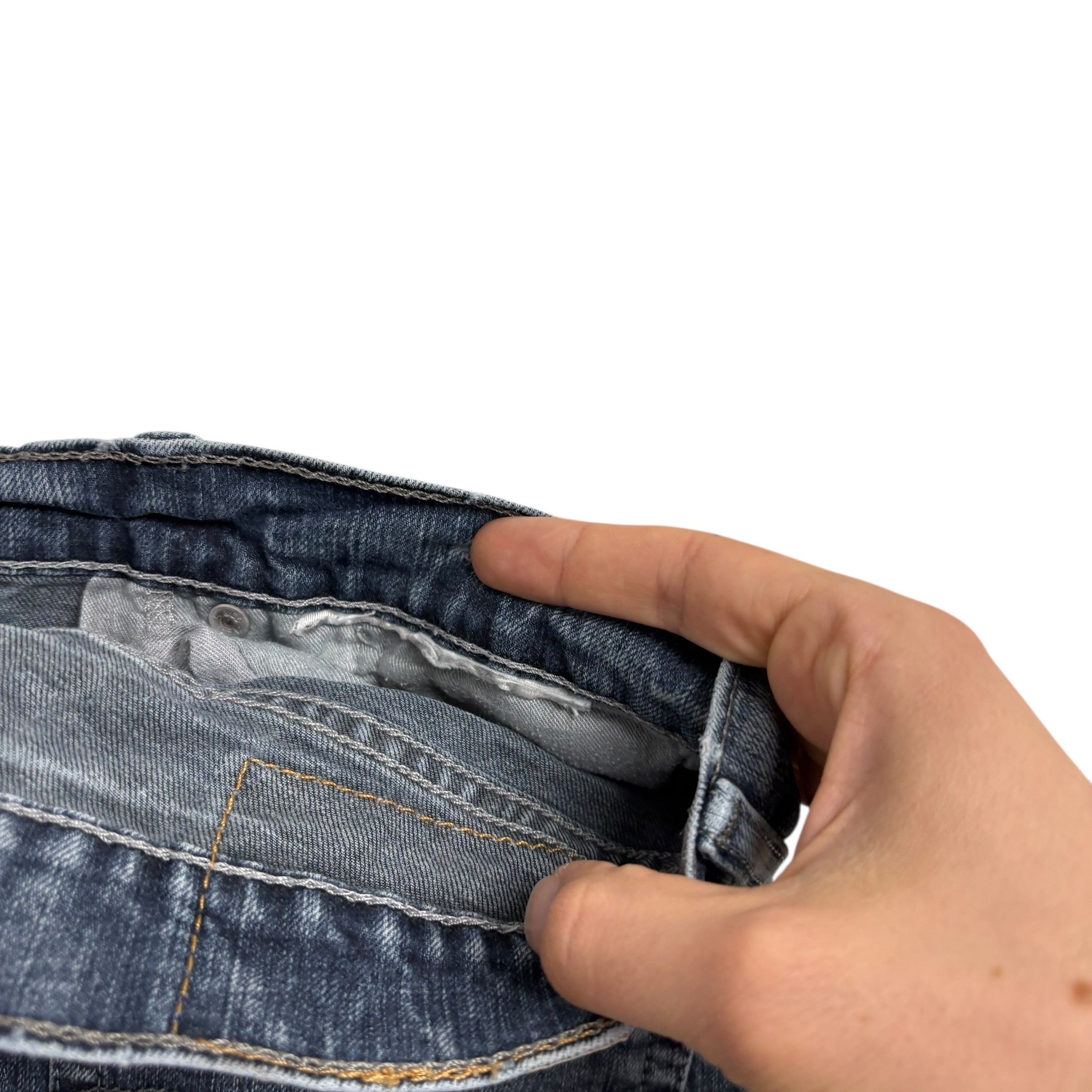 Levis 505 Jeans W33 L32 Mens Navy Blue Regular Straight Fit Stretch Denim