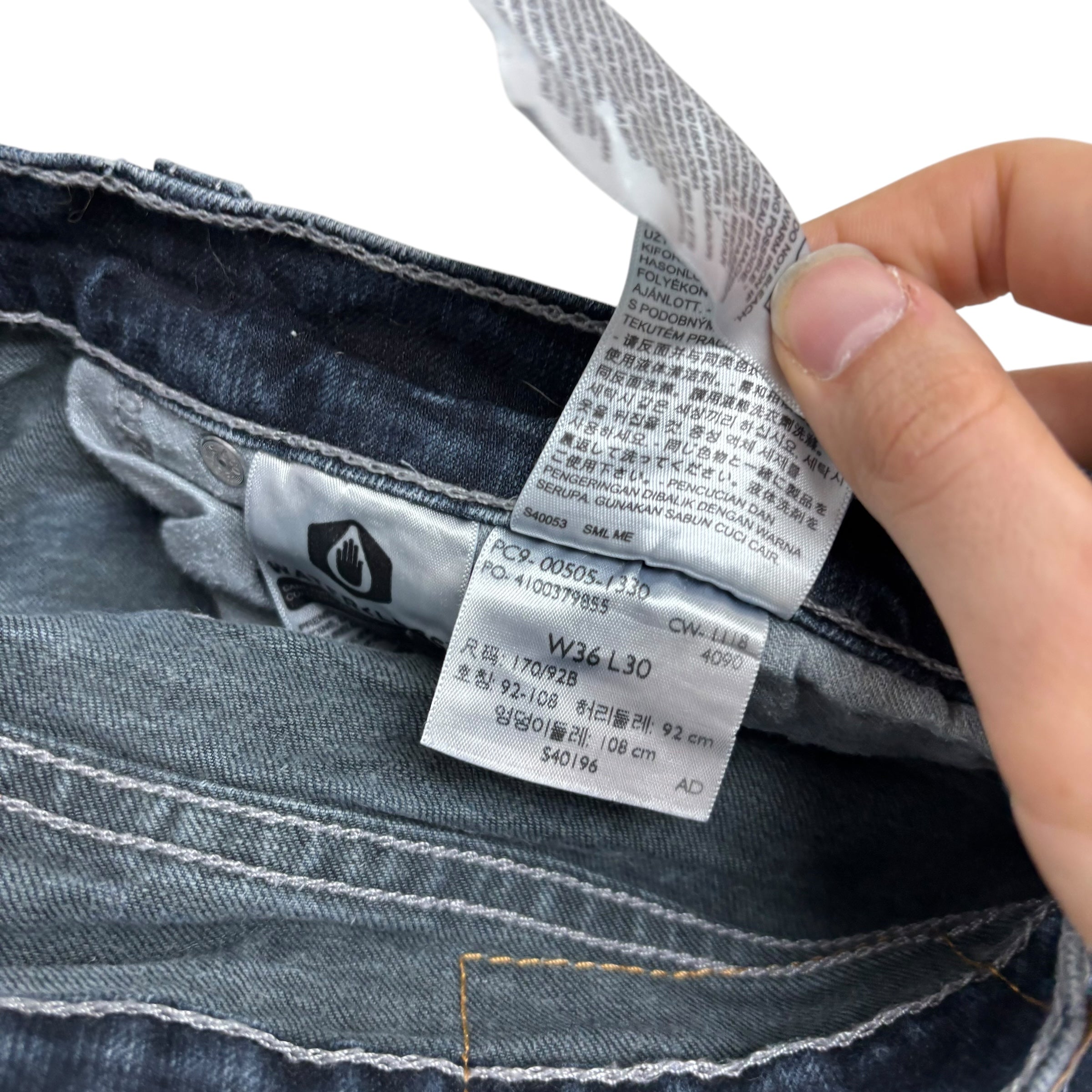 Levis 505 Jeans W36 L30 Mens Dark Blue Regular Straight Fit Stretch Denim (E)