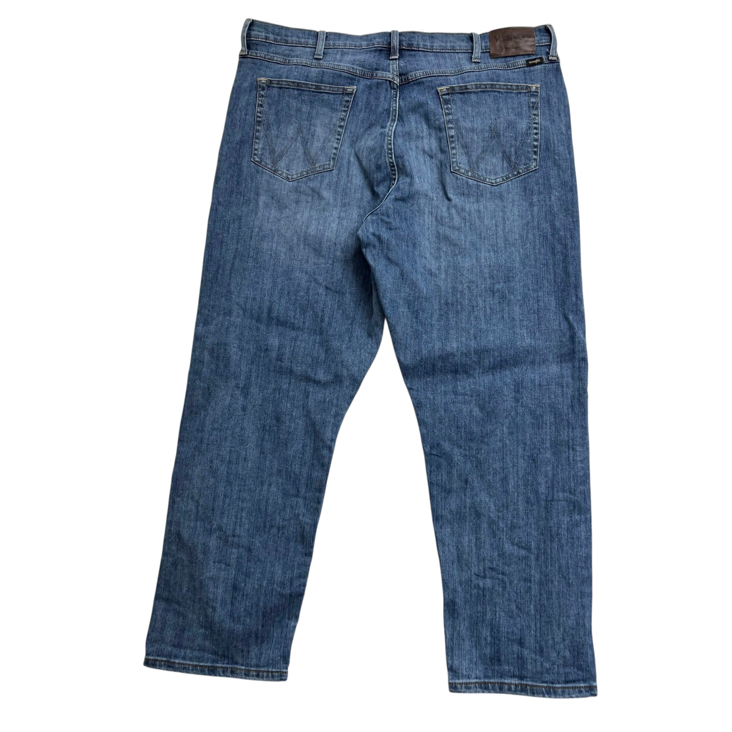 Wrangler Jeans W42 L30 Mens Mid Blue Relaxed Straight Fit Stretch Denim