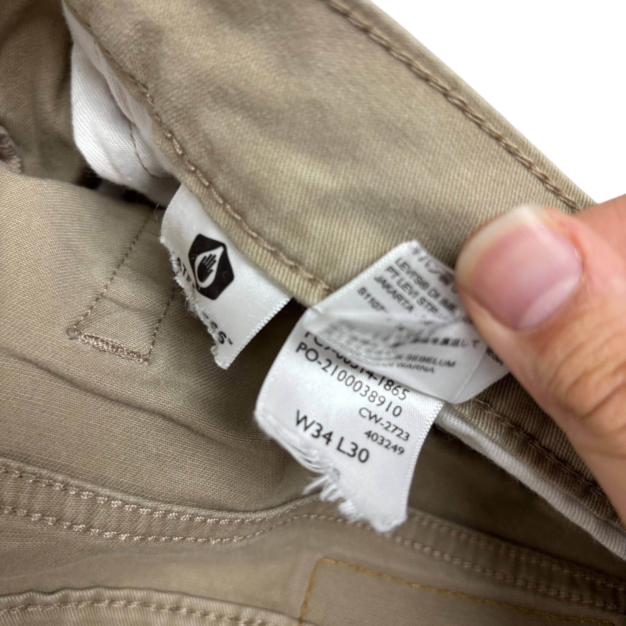 Levis 514 Trousers W34 L30 Mens Beige Regular Straight Fit Stretch Pants