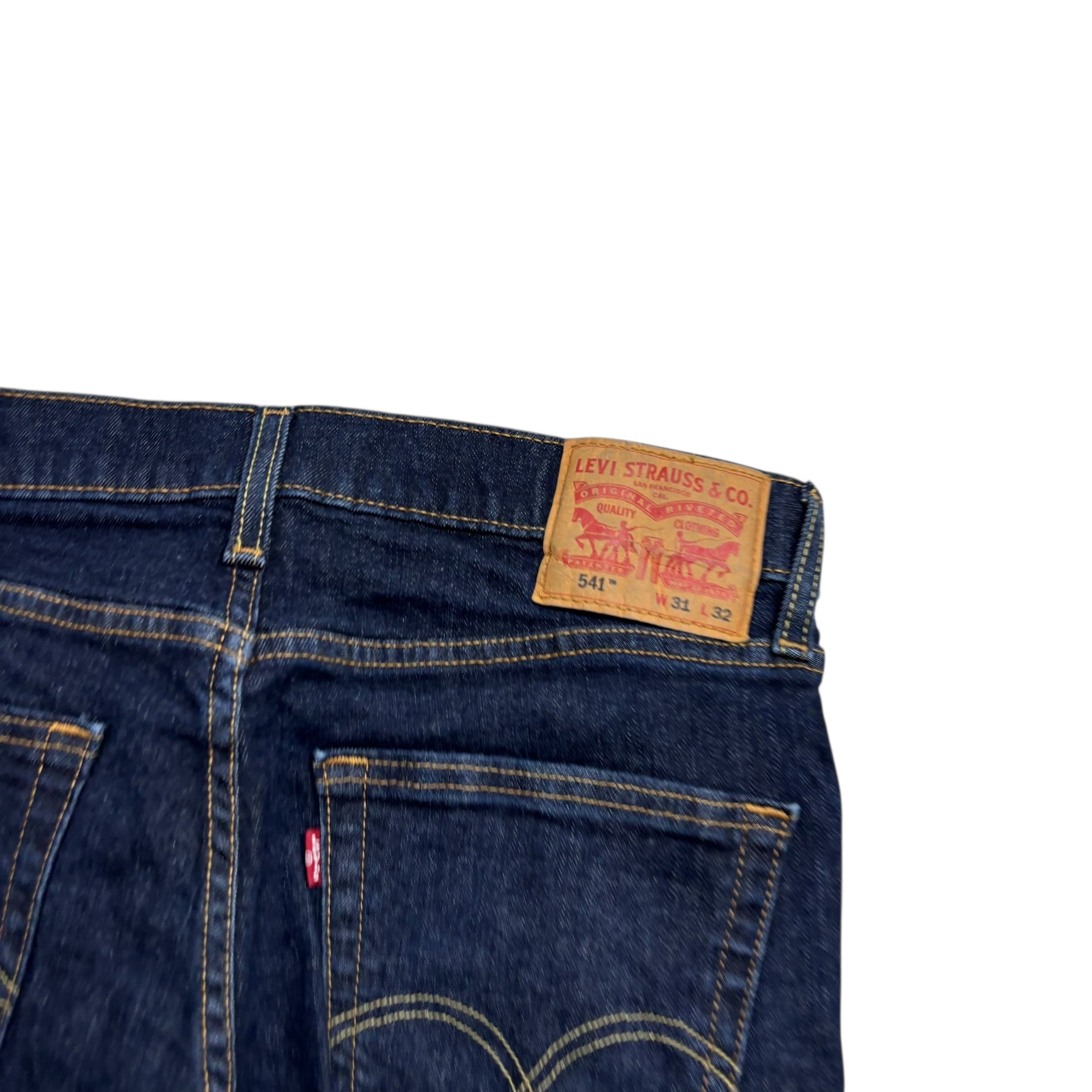 Levis 541 Jeans W31 L30 Mens Dark Blue Athletic Tapered Fit Stretch Denim (E)