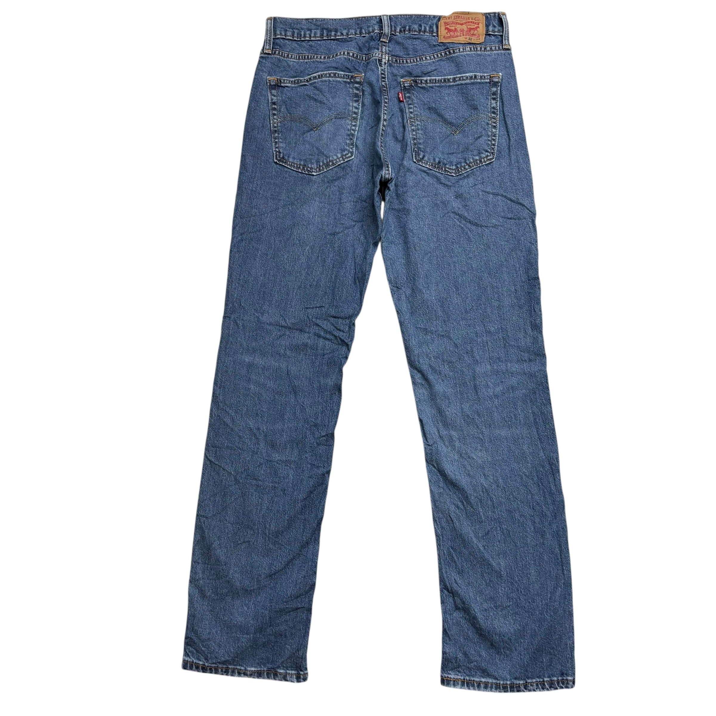 Levis 514 Jeans W32 L34 Mens Mid Blue Regular Straight Fit Stretch Denim (E)