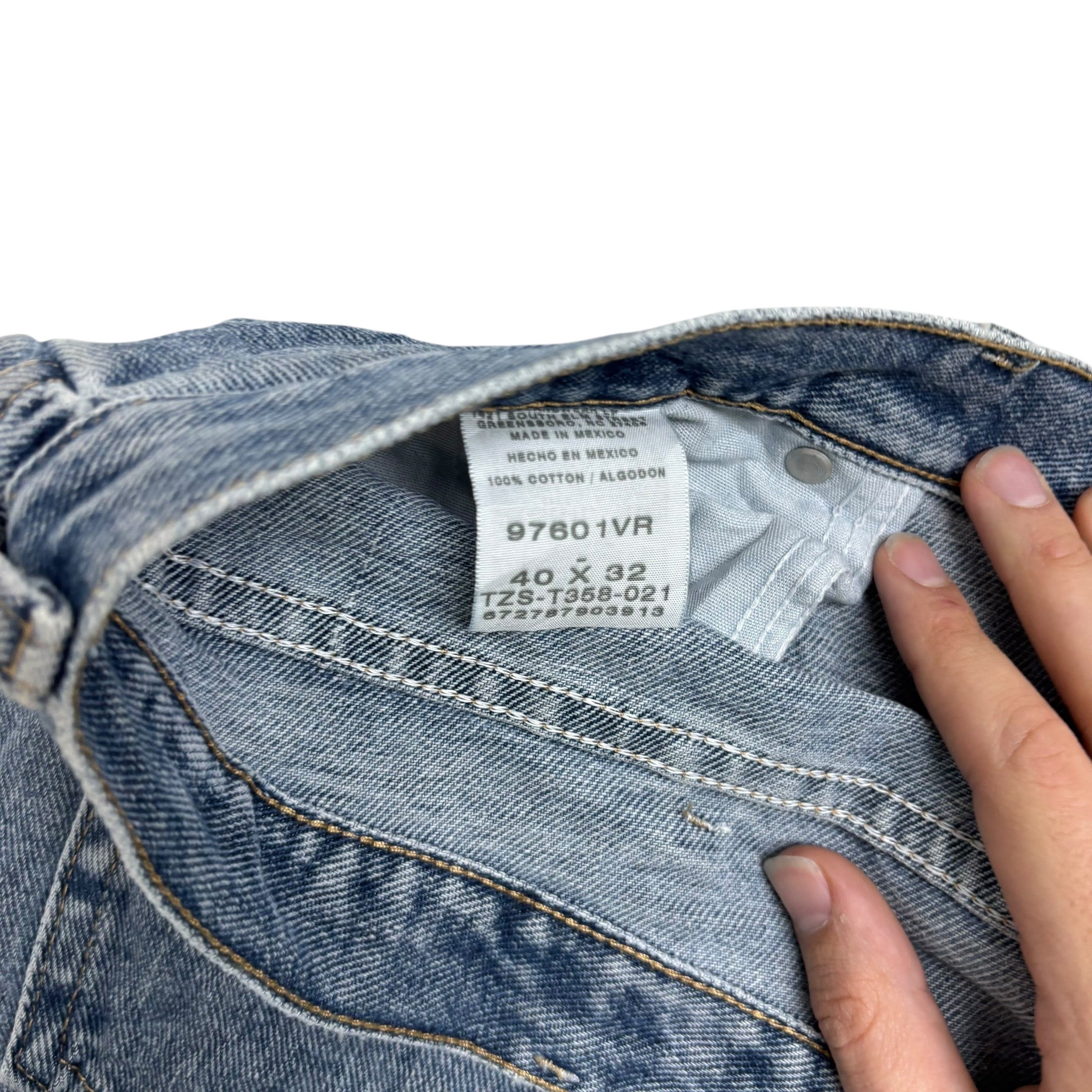 Wrangler Jeans W40 L32 Mens Light Blue Relaxed Straight Fit Vintage Denim (E)