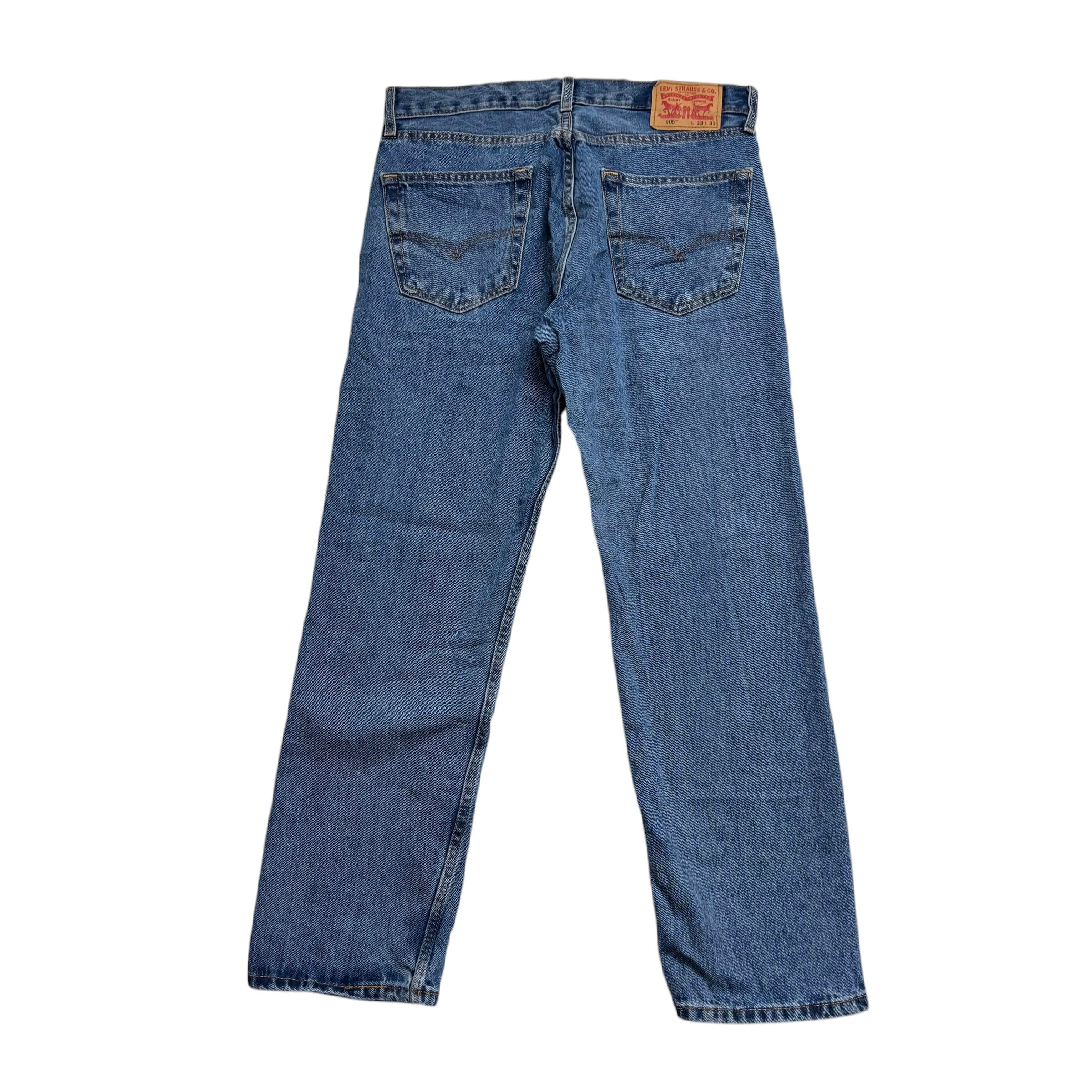 Levis 505 Jeans W33 L30 Mens Mid Blue Regular Straight Fit Denim (E)