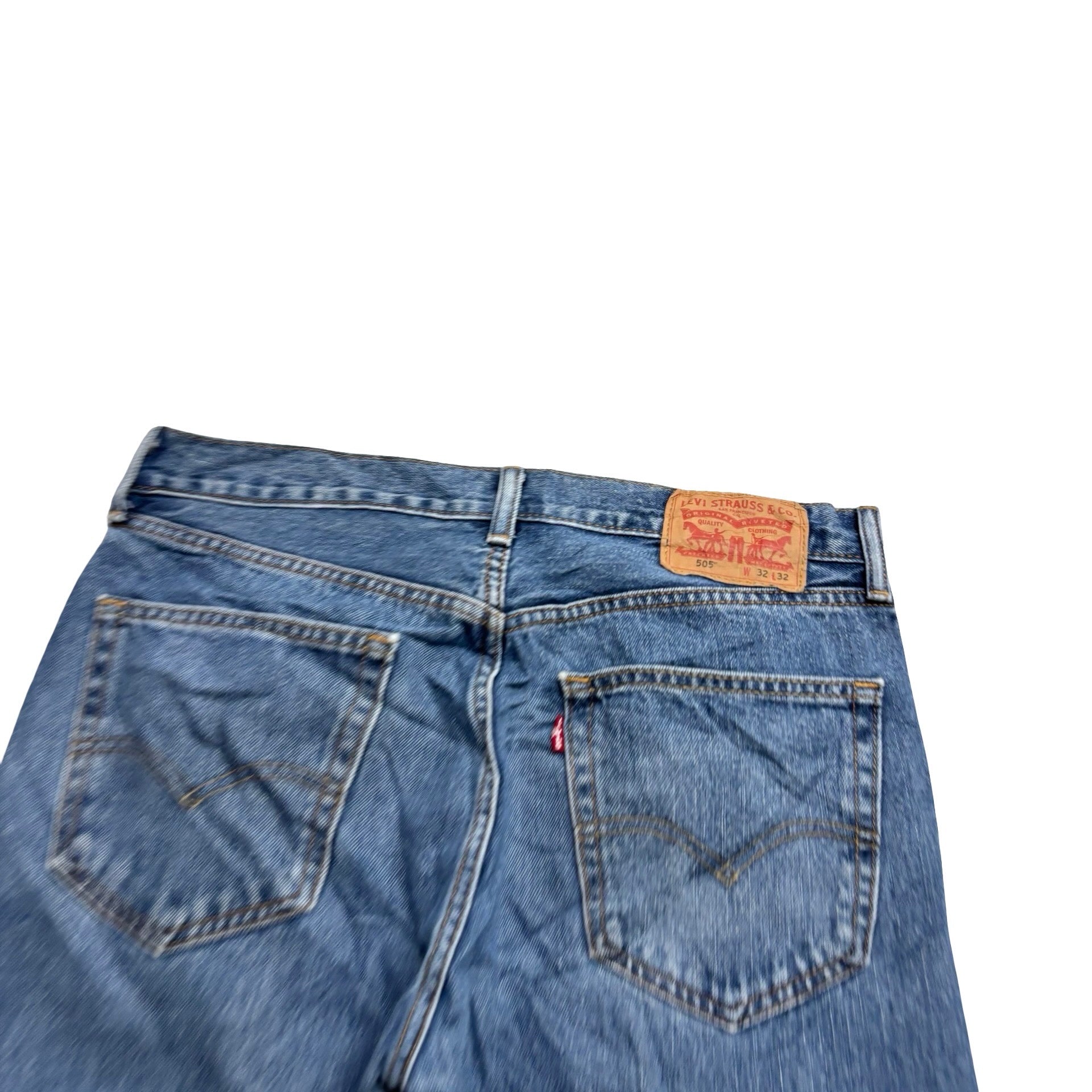 Levis 505 Jeans W32 L32 Mens Mid Blue Regular Straight Fit Denim (E)