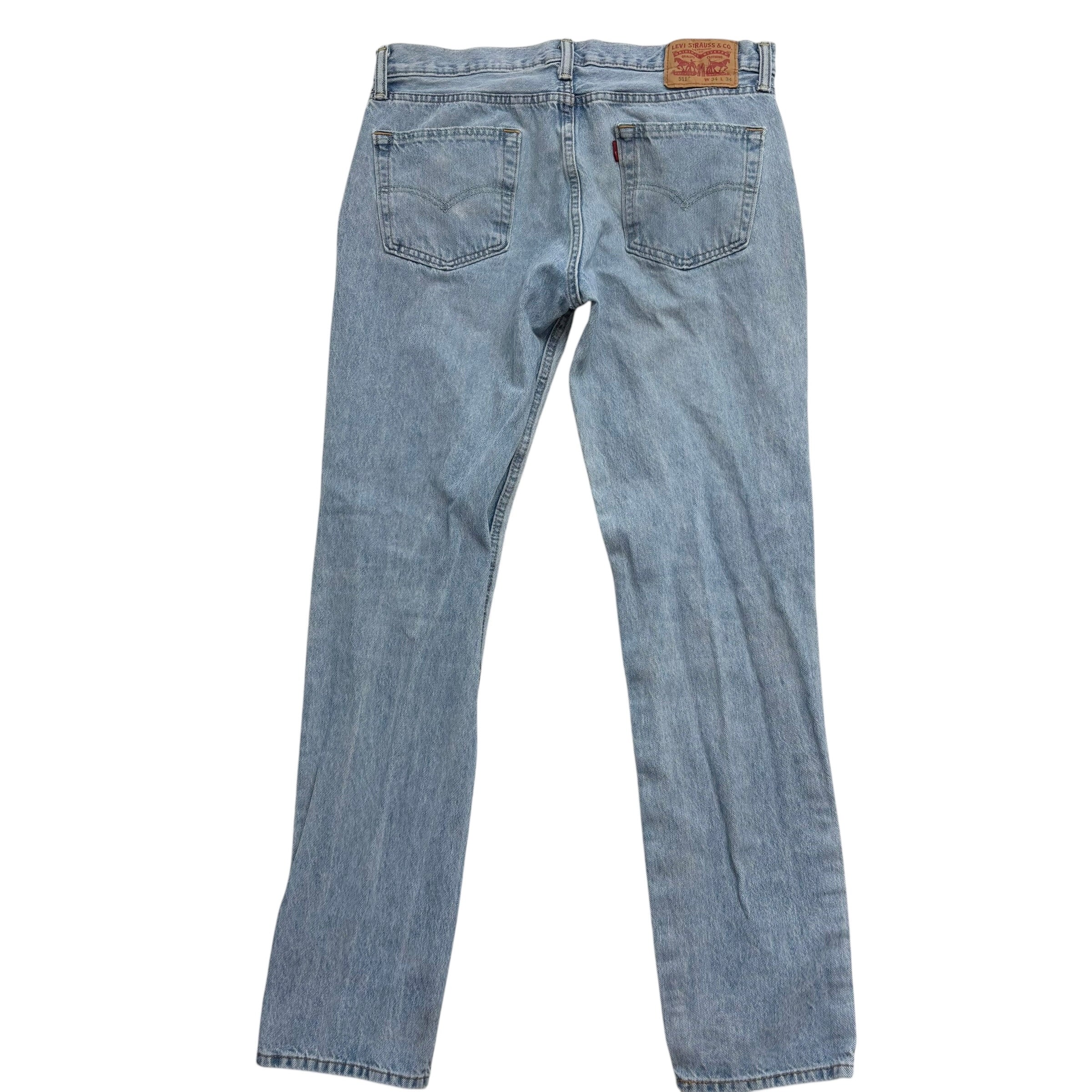 Levis 511 Jeans W34 L34 Mens Light Blue Slim Fit Stretch Denim (F)