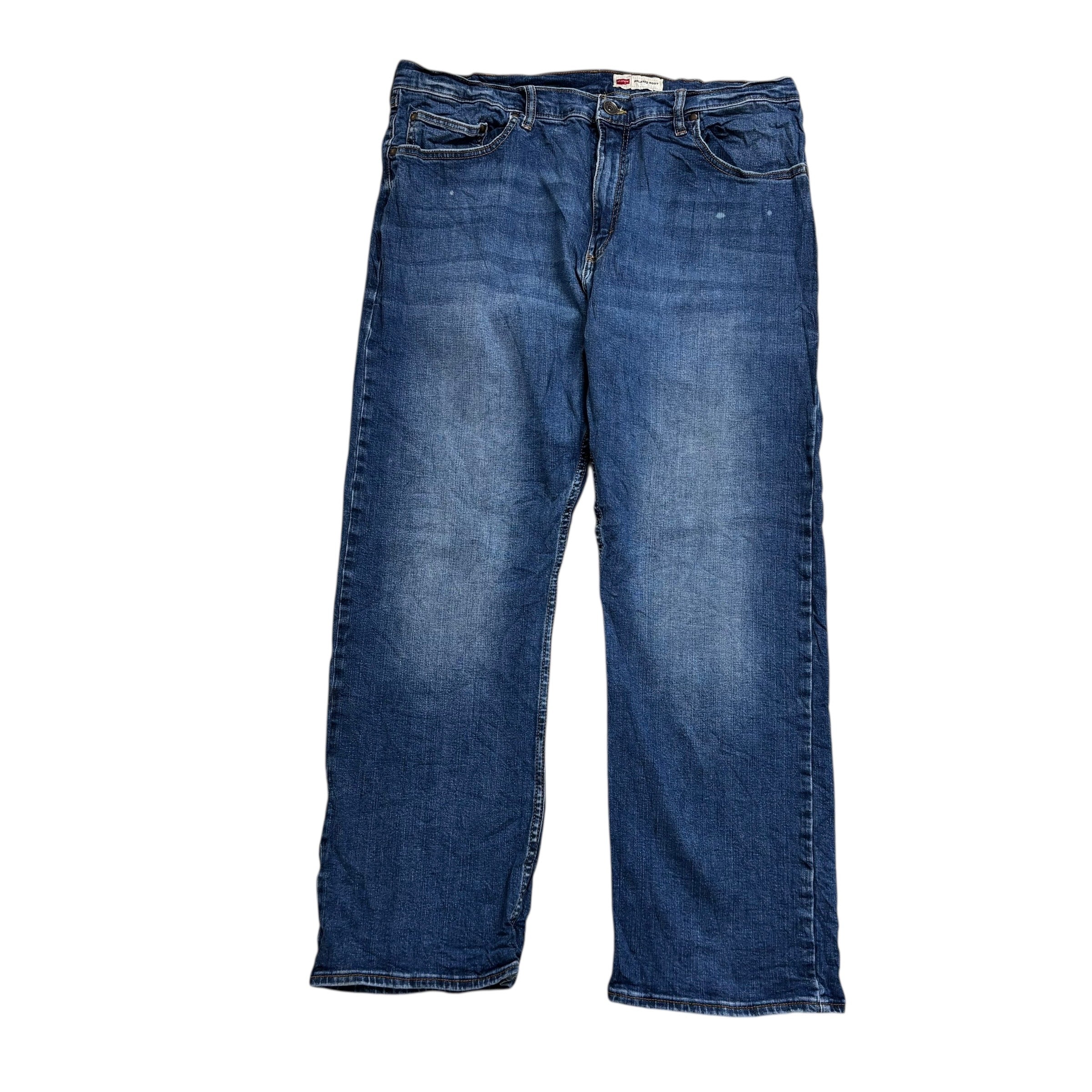 Wrangler Jeans W38 L30 Mens Mid Blue Relaxed Bootcut Fit Stretch Denim