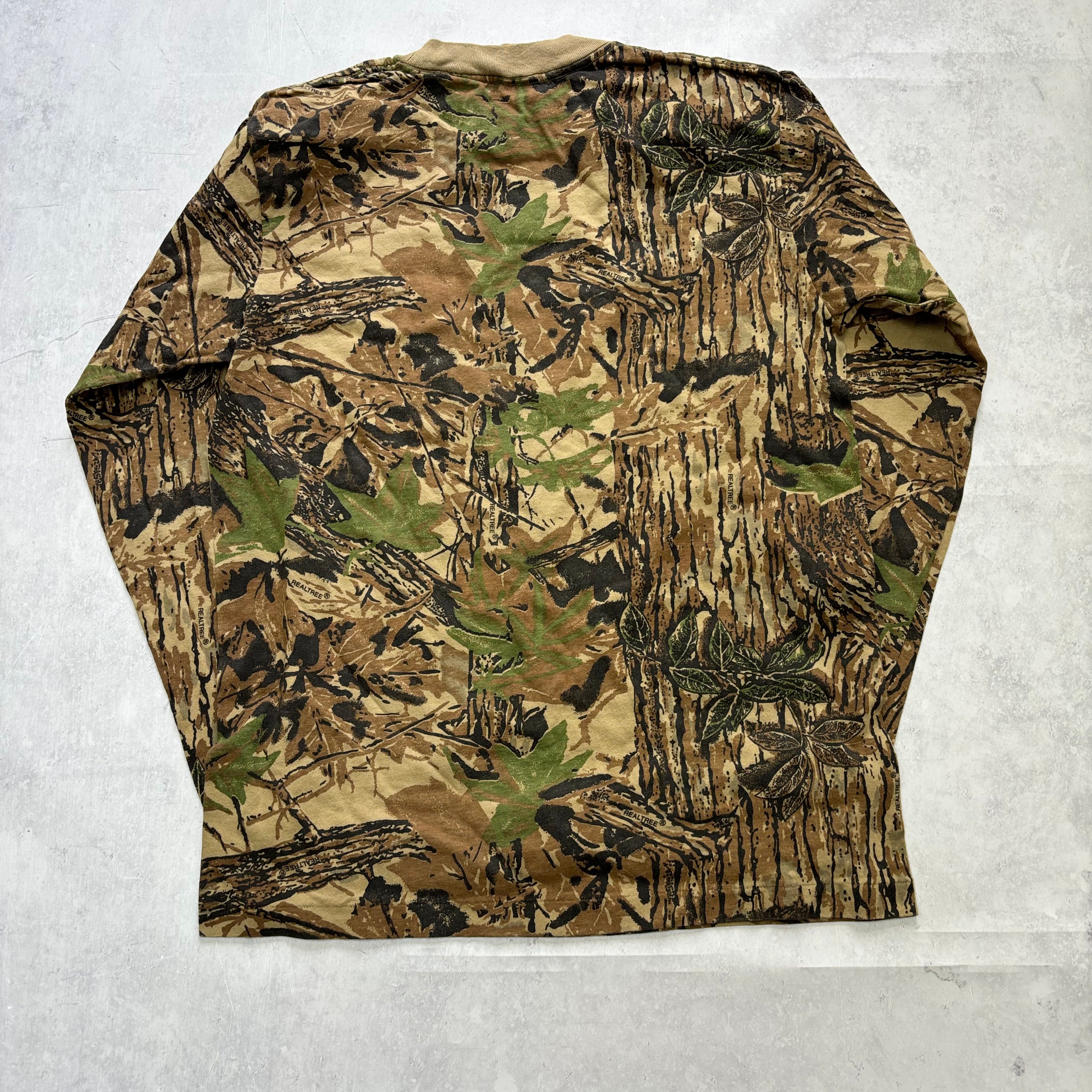 Vintage RealTree T Shirt Mens Medium Camo 90s Hunting Long Sleeve (E)