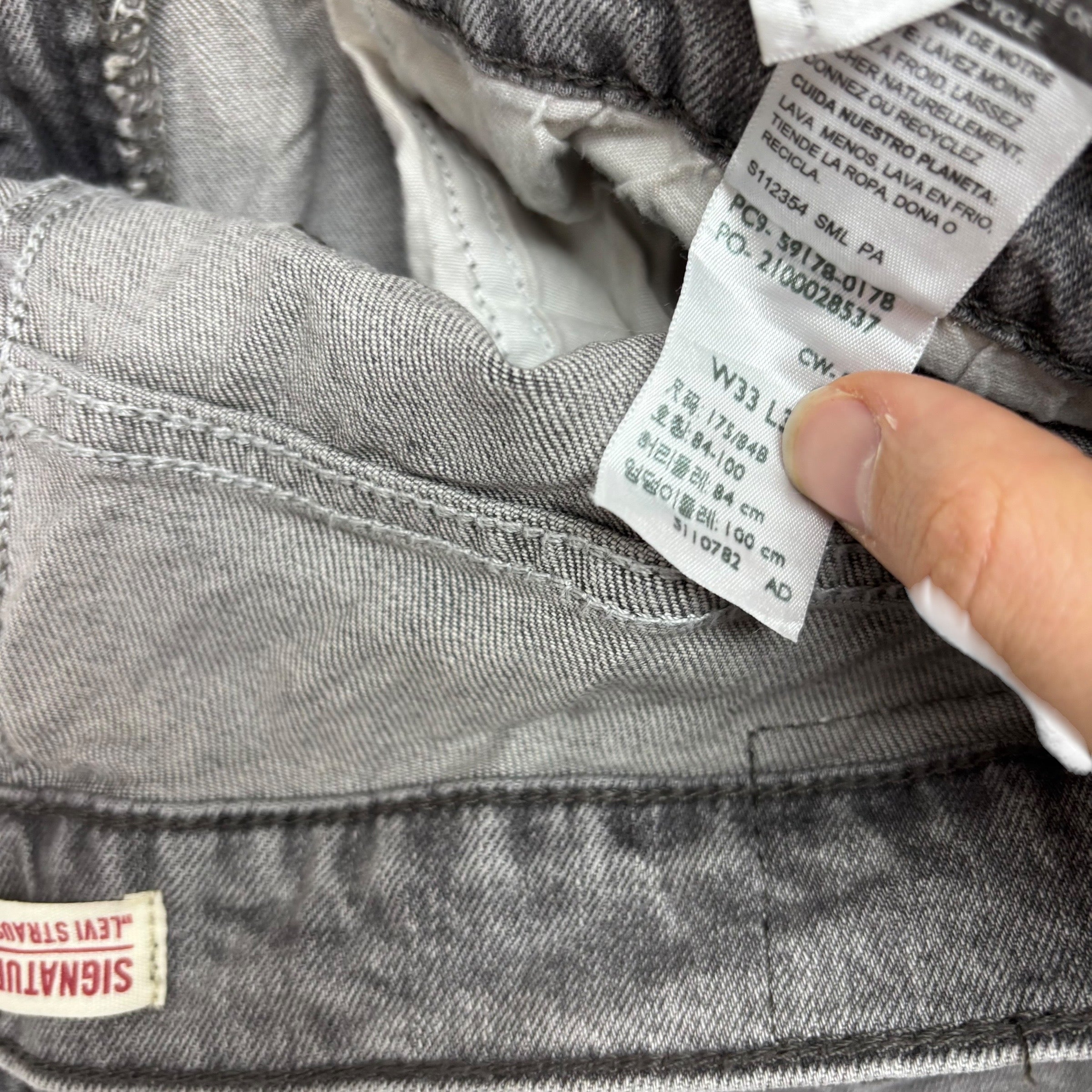 Levis Signature Jeans W32 L32 Mens Grey Slim Fit Stretch Denim (E)