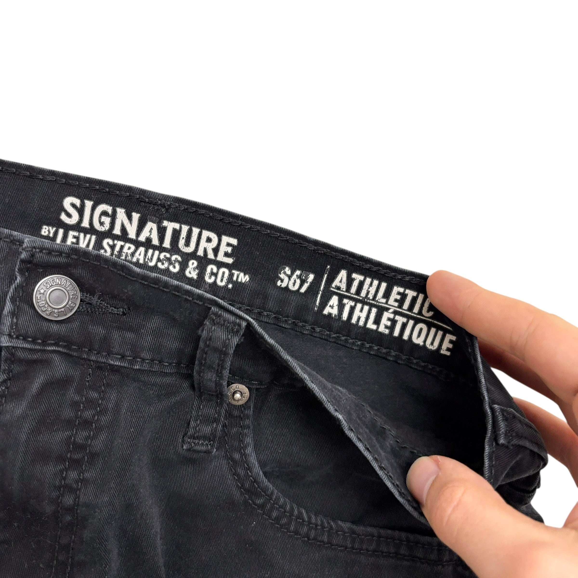 Levis Signature Trousers W30 L30 Mens Black Athletic Fit Stretch Pants