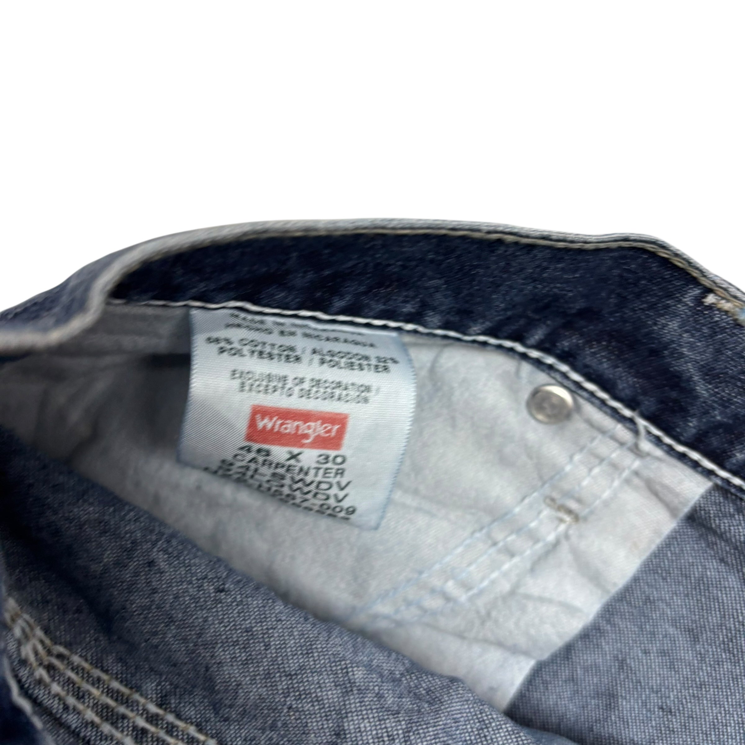 Wrangler Carpenter Jeans W46 L30 Mens Dark Blue Baggy Relaxed Fit Denim (E)