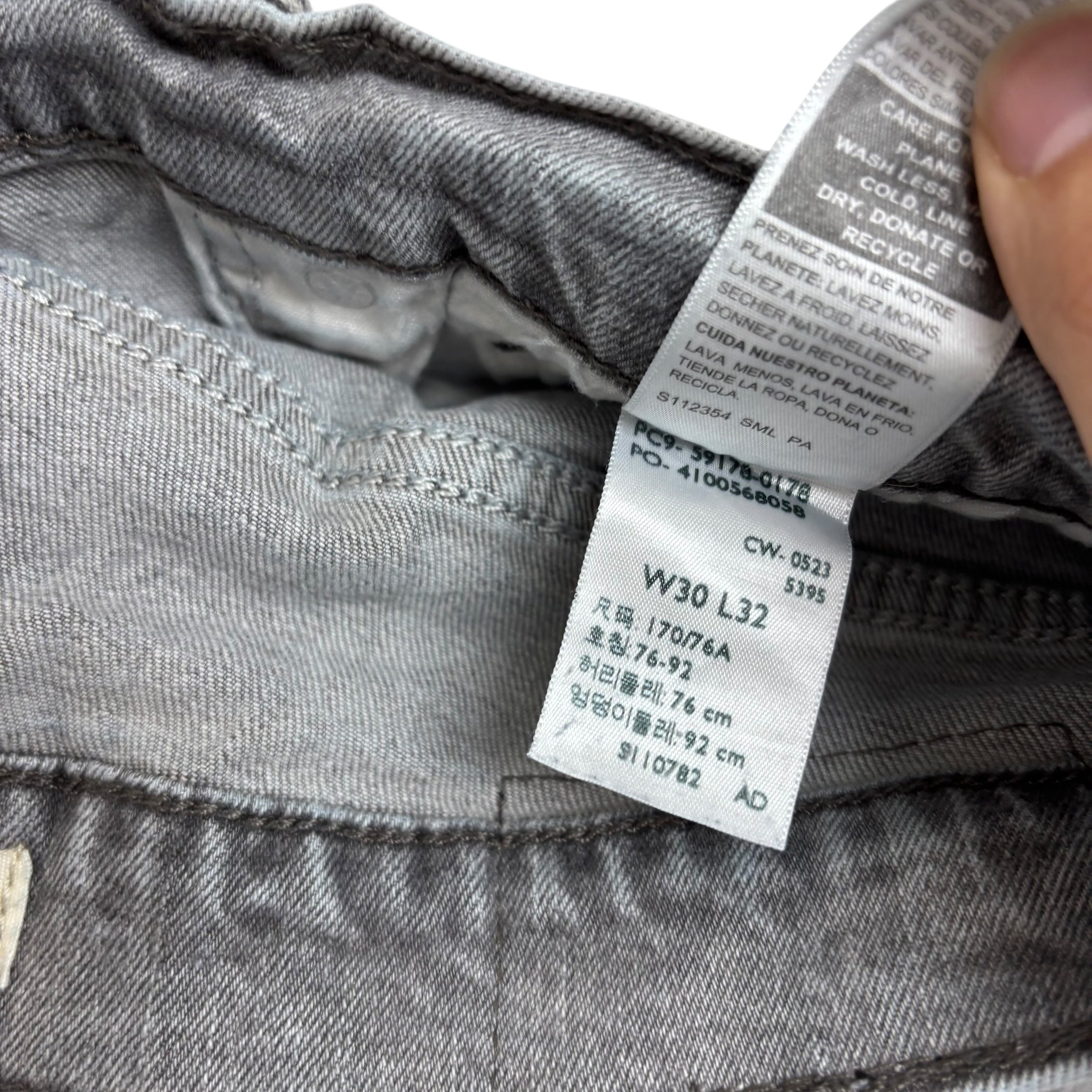 Levis Signature Jeans W30 L32 Mens Grey Slim Fit Stretch Denim (E)