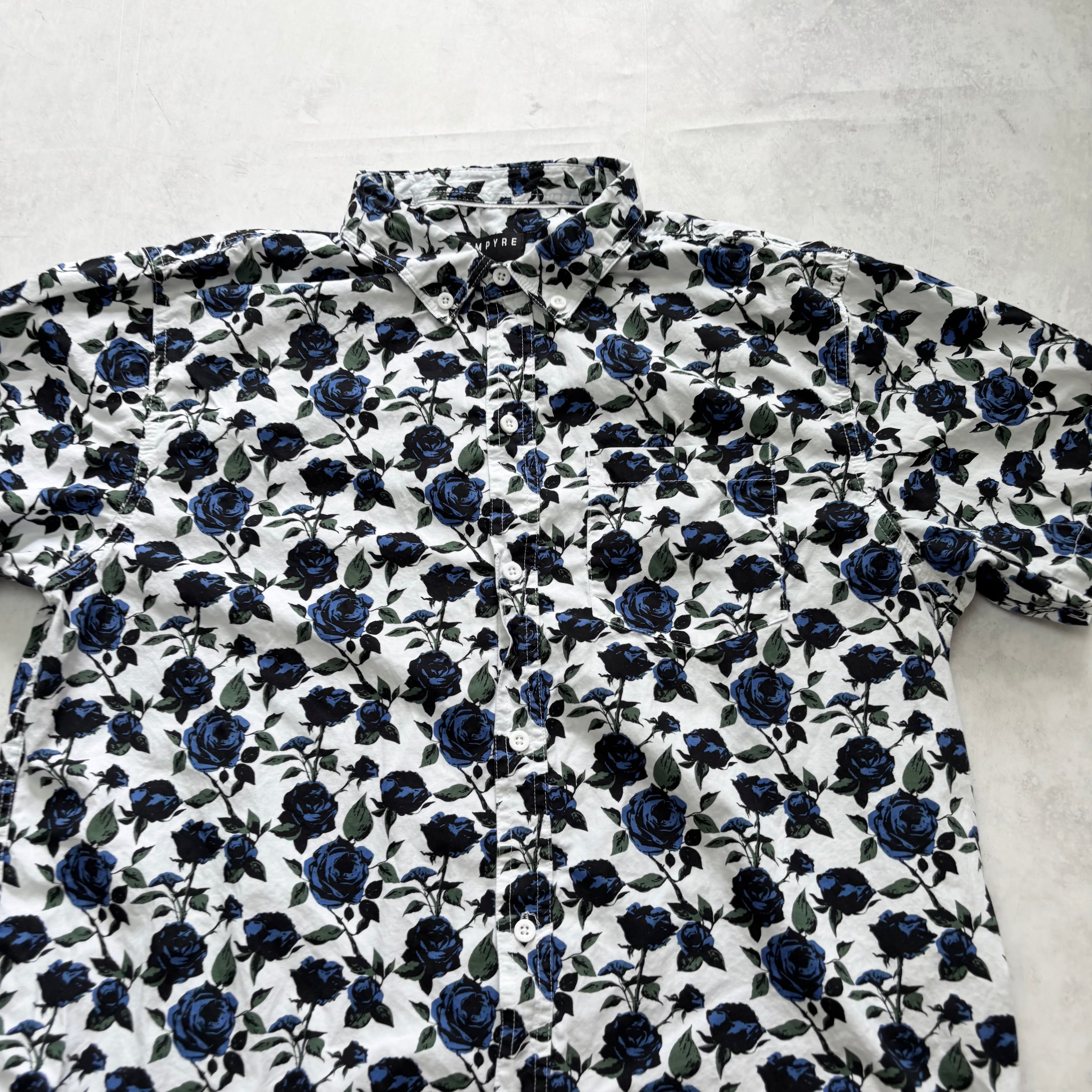 Hawaiian Shirt Mens Large White Short Sleeve Cotton Slim Fit (E)