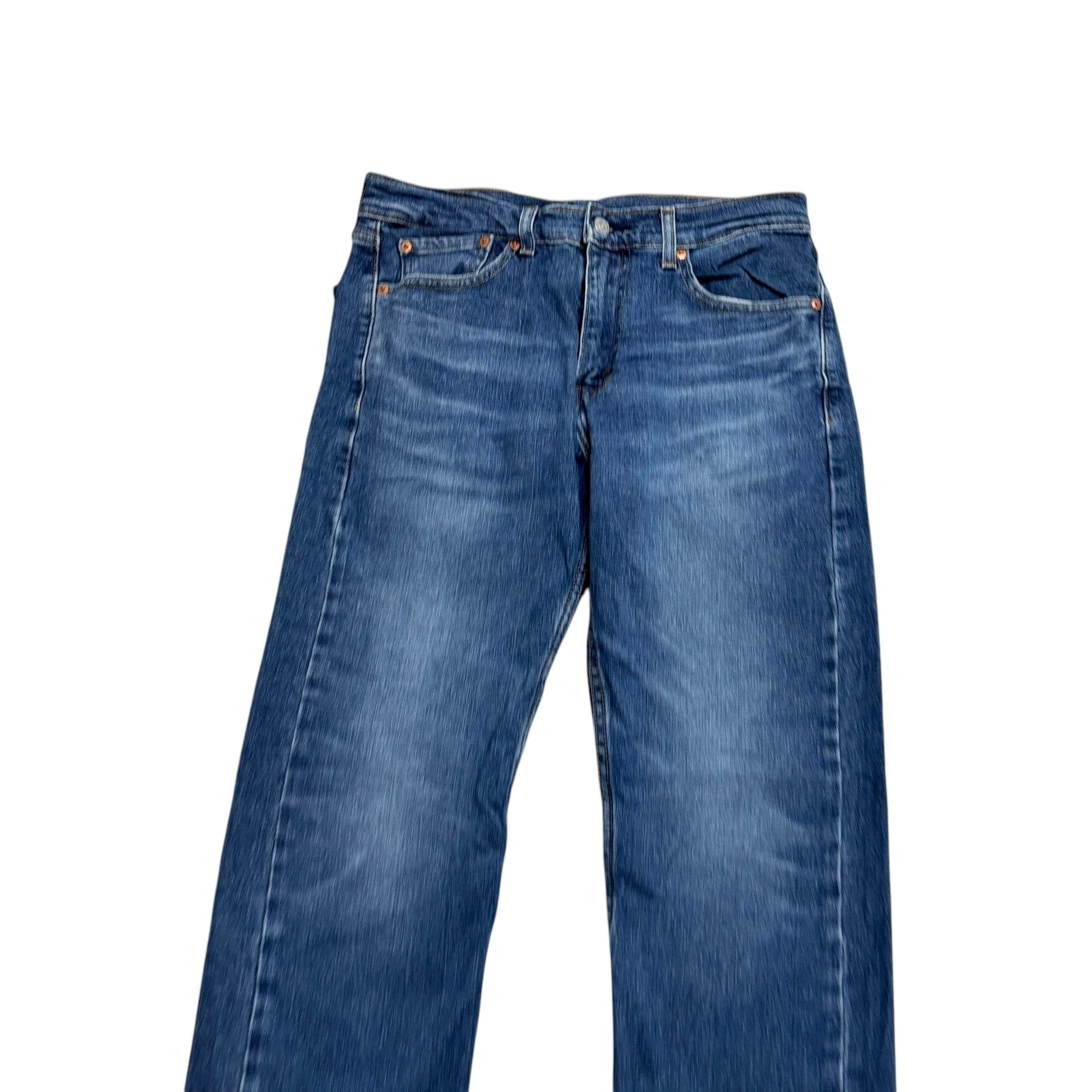 Levis 505 Jeans W30 L30 Mens Mid Blue Regular Straight Fit Stretch Denim (E)