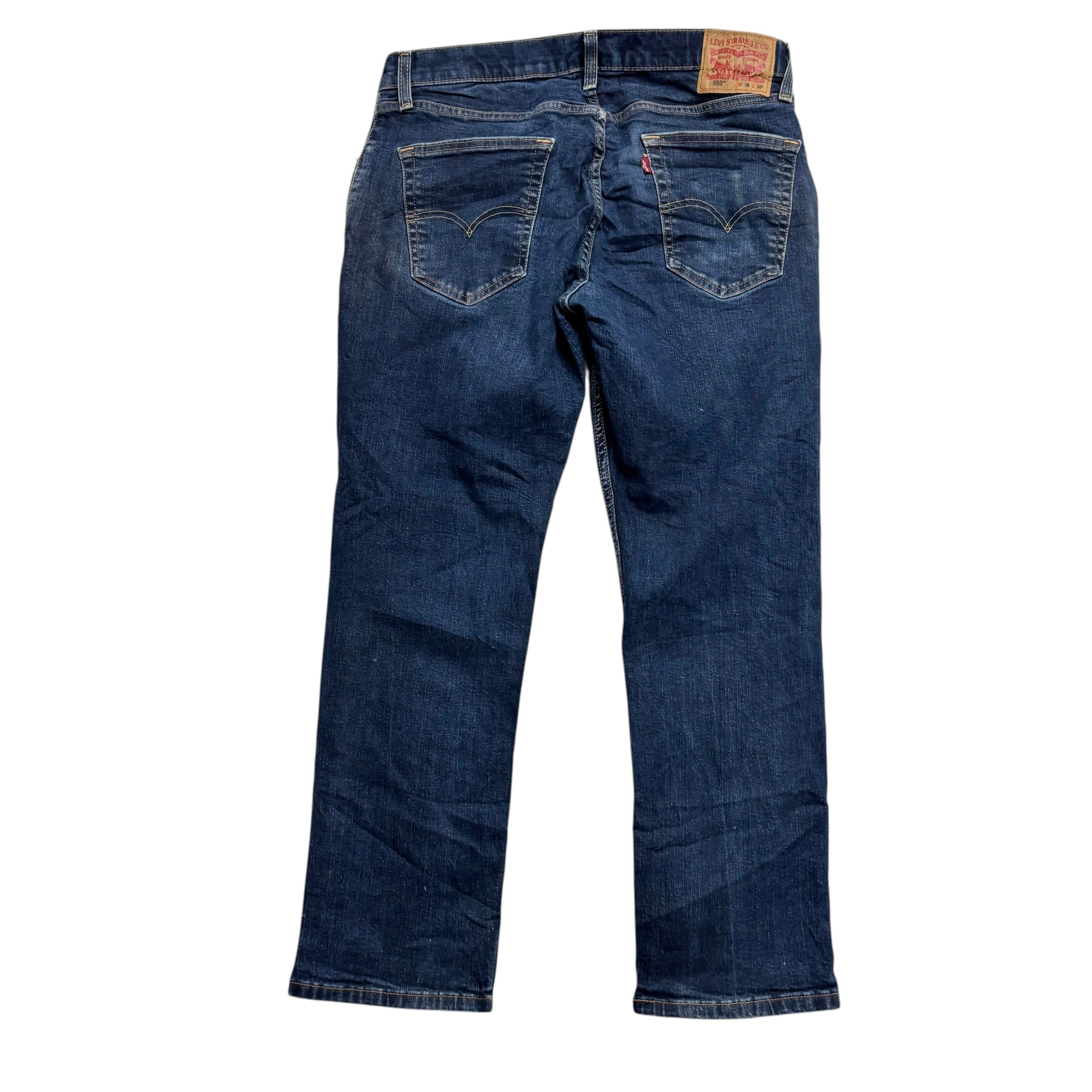 Levis 559 Jeans W34 L30 Mens Dark Blue Regular Straight Fit Stretch Denim (F)