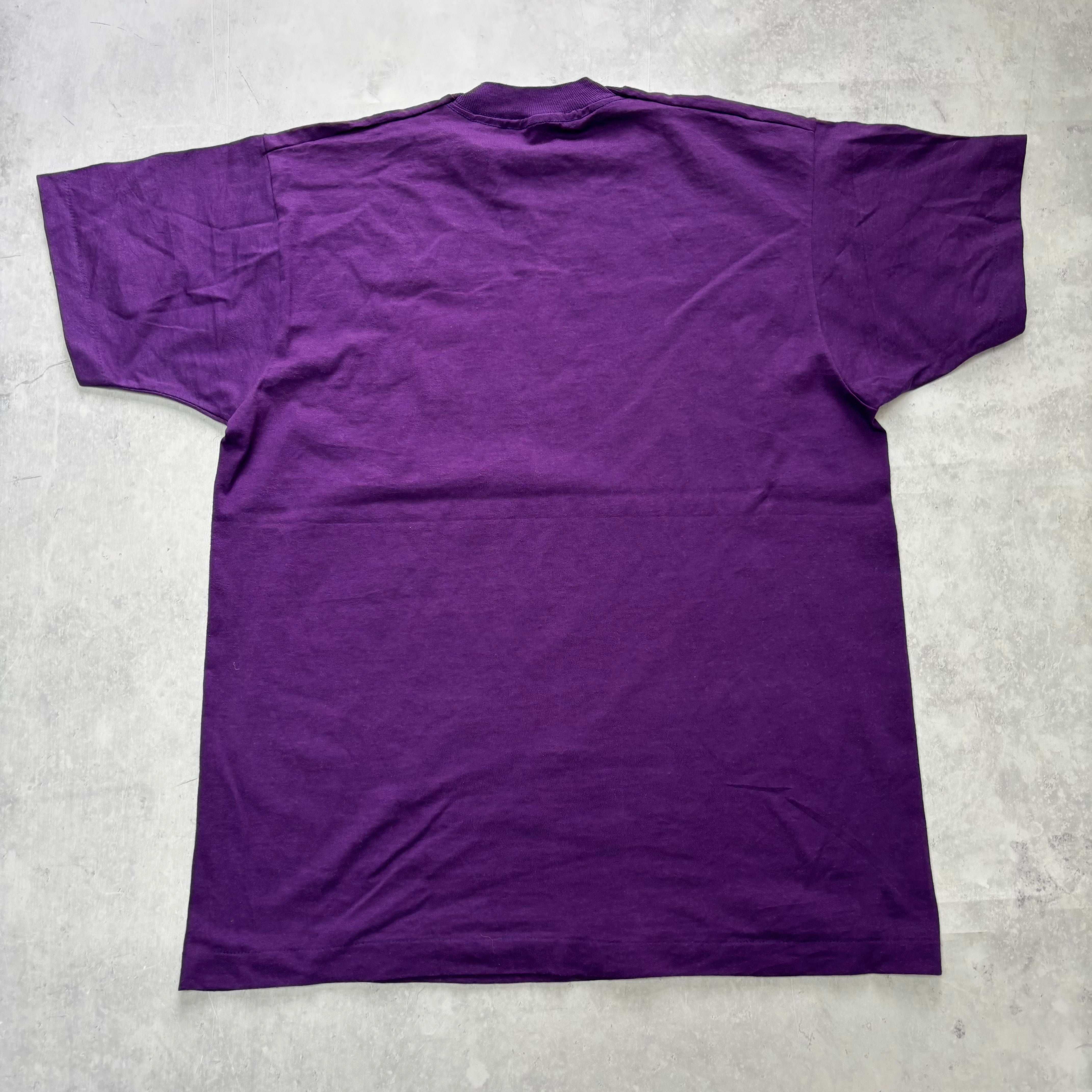 Vintage T Shirt Mens Large Purple Single Stitch Graphic Print 90s Funny (E)