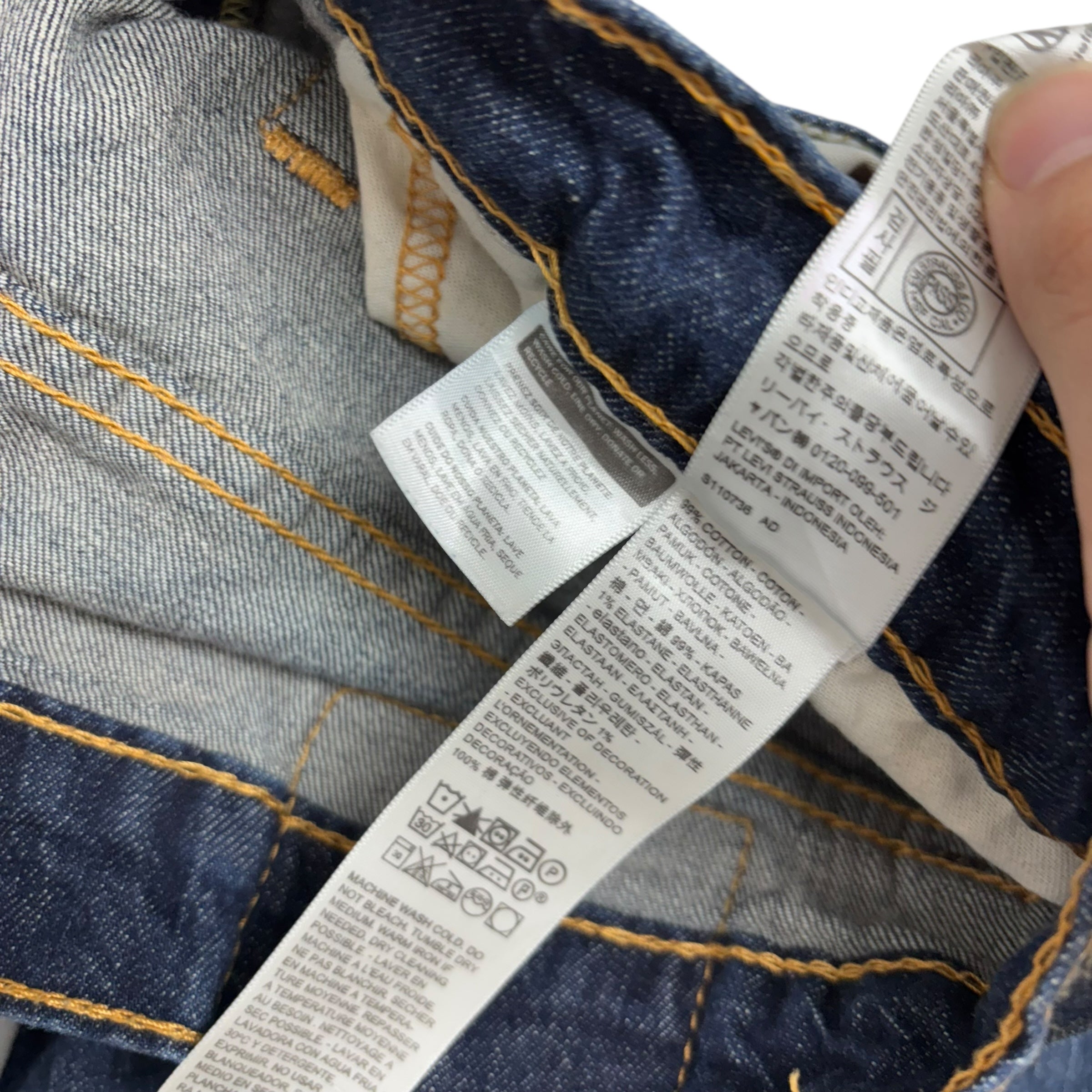 Levis 527 Jeans W34 L34 Mens Dark Blue Slim Bootcut Fit Stretch Denim (E)