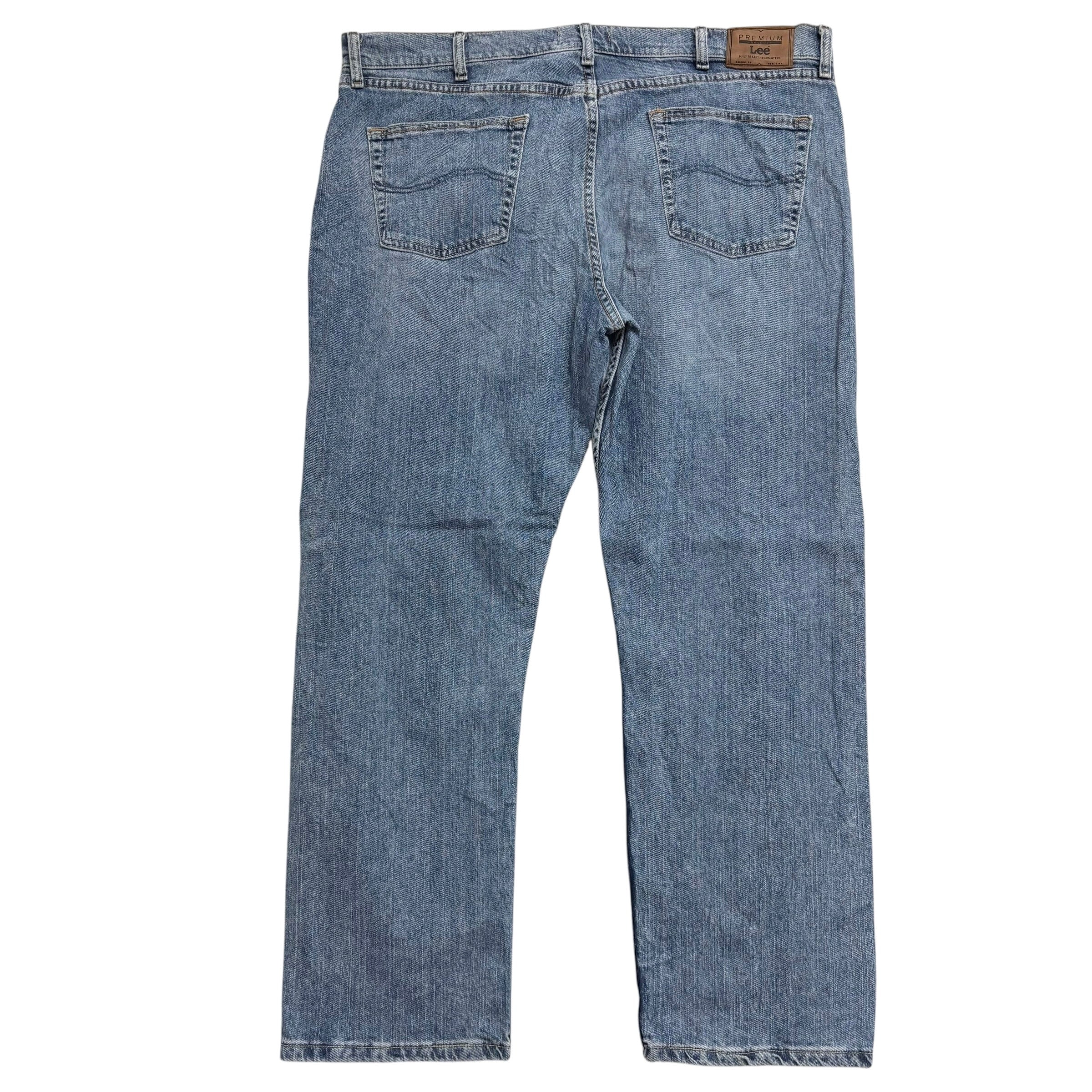 Lee Jeans W42 L30 Mens Regular Straight Fit Mid Blue Stretch Denim (E)