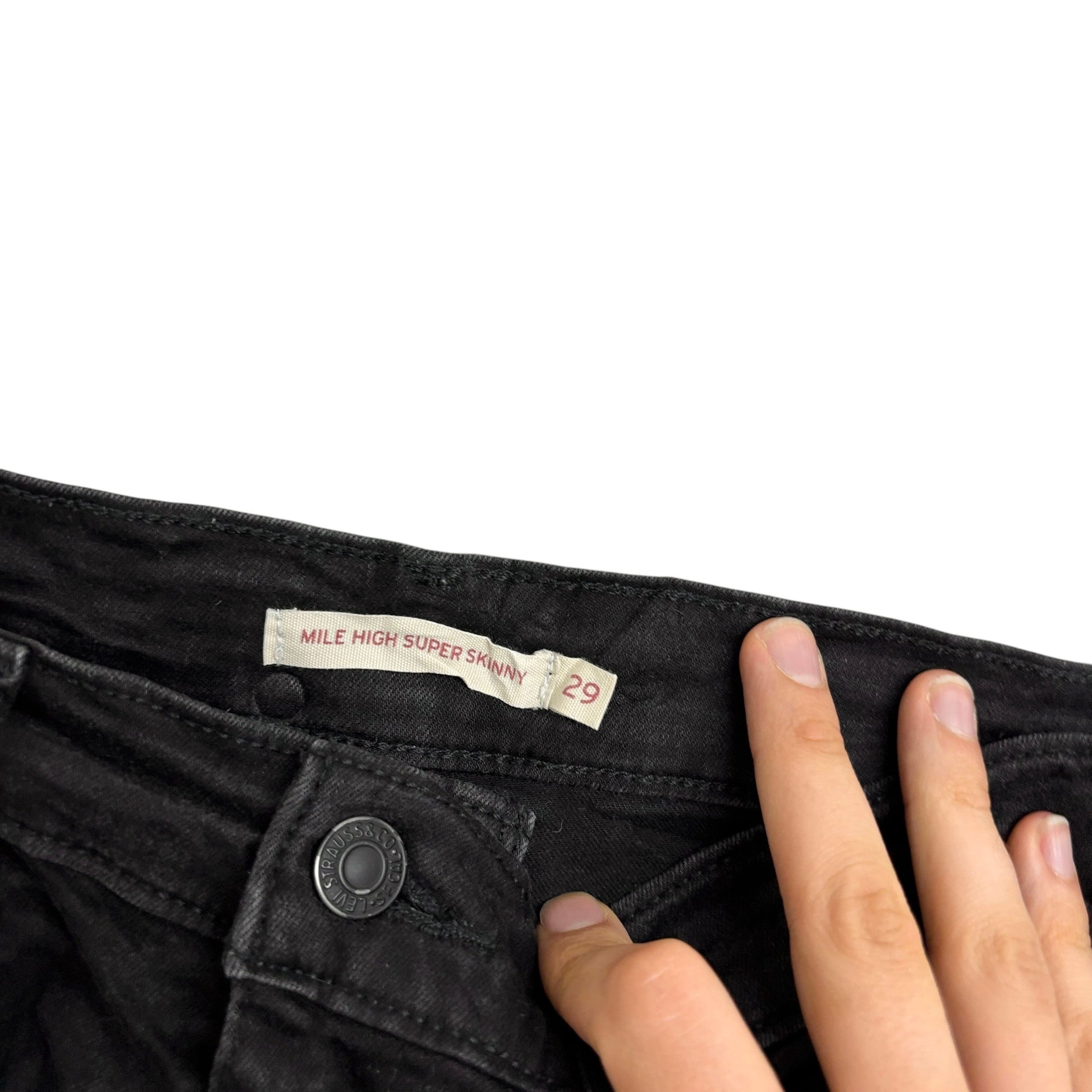 Levis Jeans W28 L30 Womens Mile High Super Skinny Black Stretch (E)