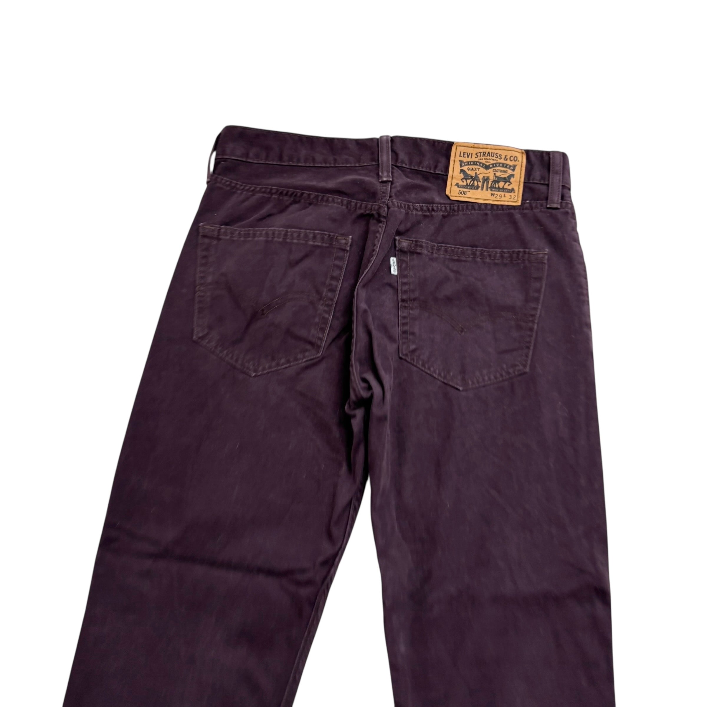 Levis 508 Trousers W29 L32 Mens Purple Regular Tapered Fit Pants (E)