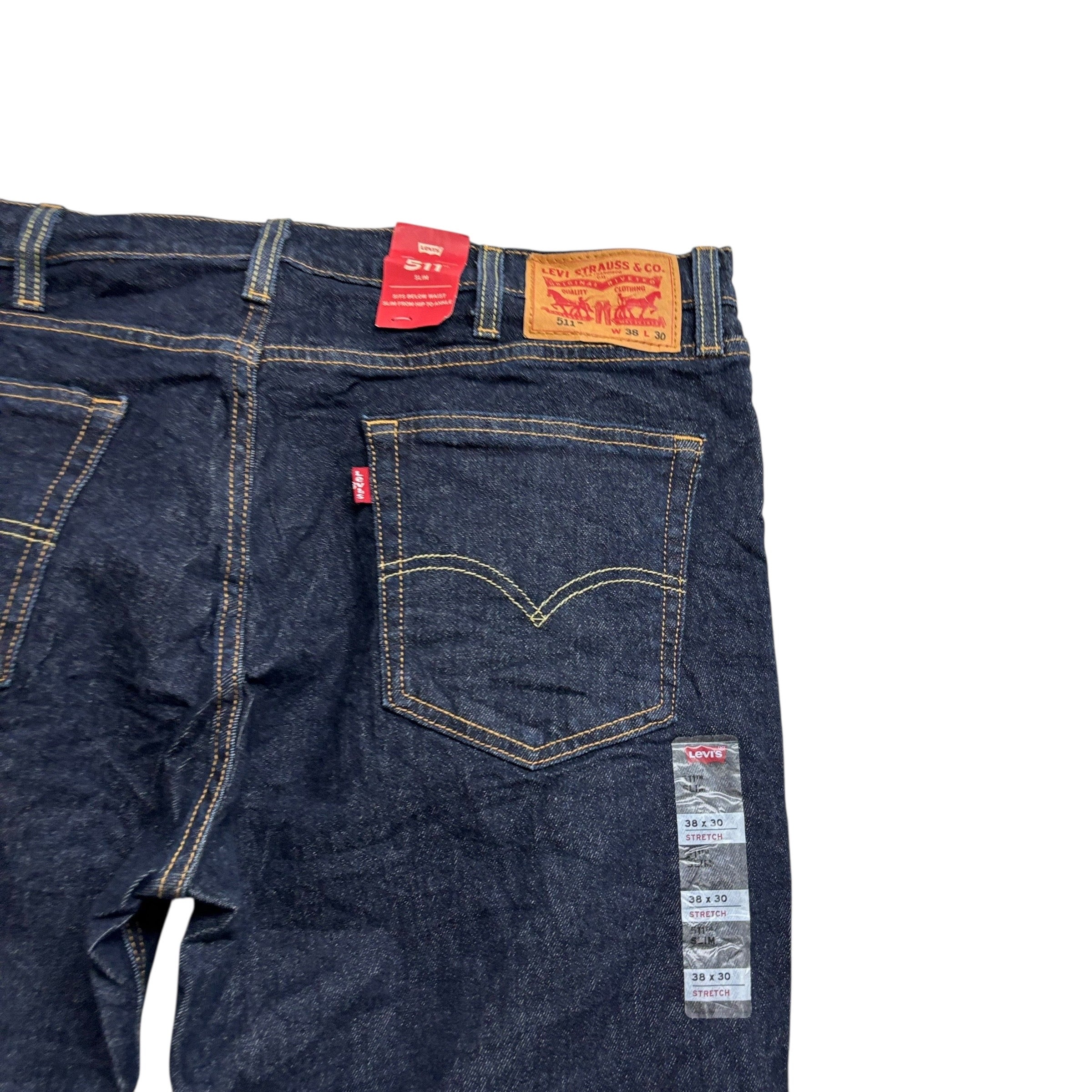 Levis 511 Jeans W38 L30 Mens Dark Blue Slim Fit Stretch Denim (E)