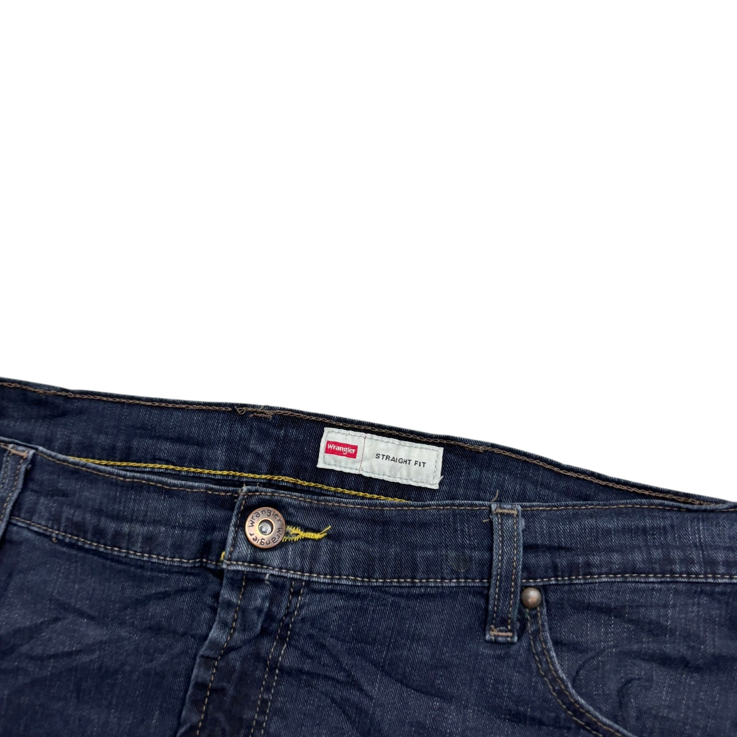 Wrangler Jeans W38 L30 Mens Dark Blue Slim Straight Fit Stretch Denim (E)