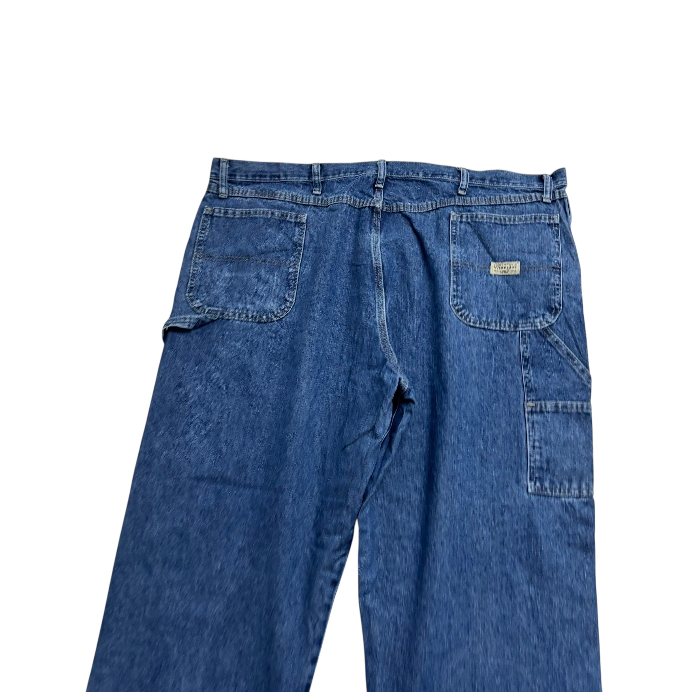 Wrangler Carpenter Jeans W46 L30 Mens Mid Blue Relaxed Straight Fit Denim (E)
