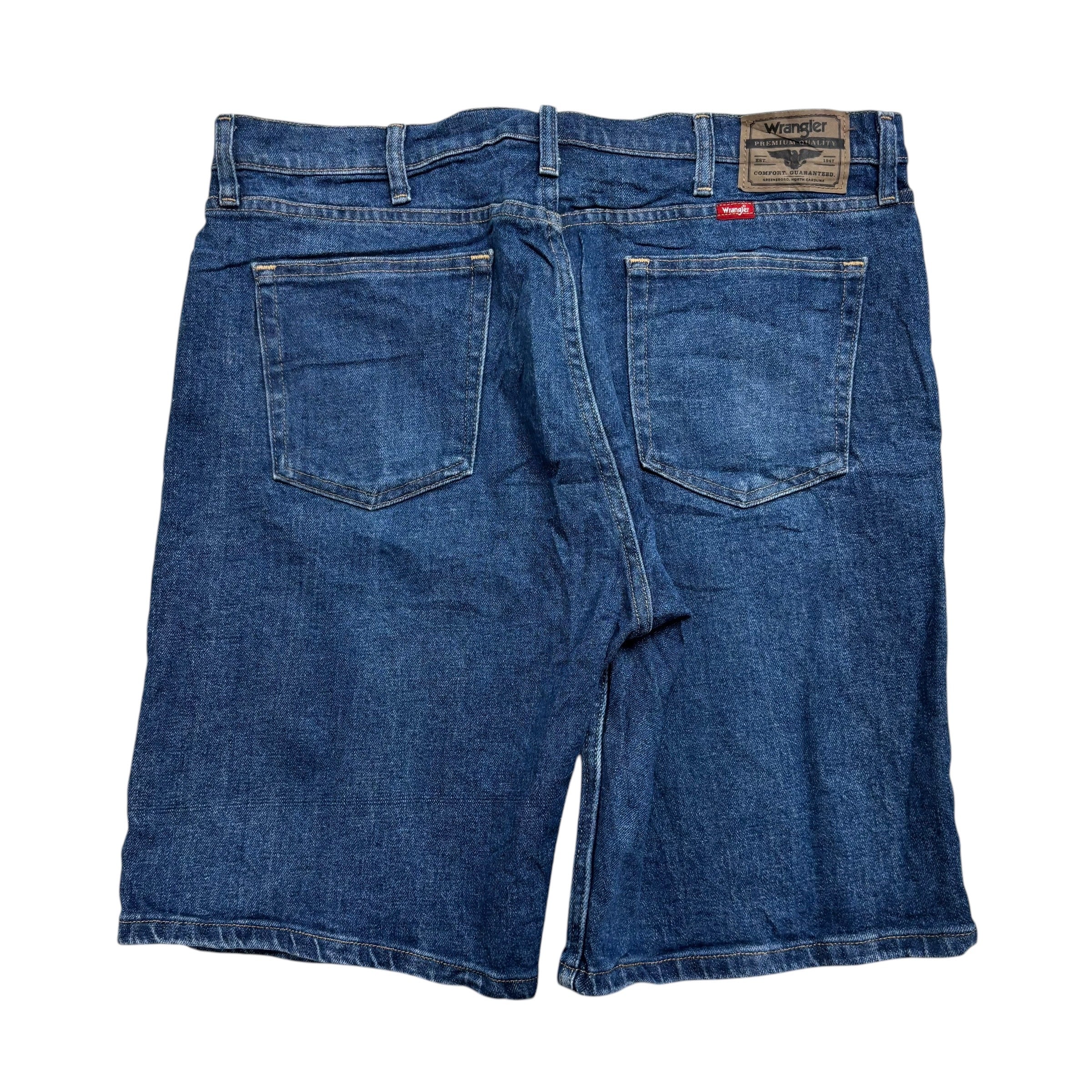 Wrangler Baggy Jorts W36 Mens Denim Shorts Mid Blue Relaxed Fit Stretch (E)