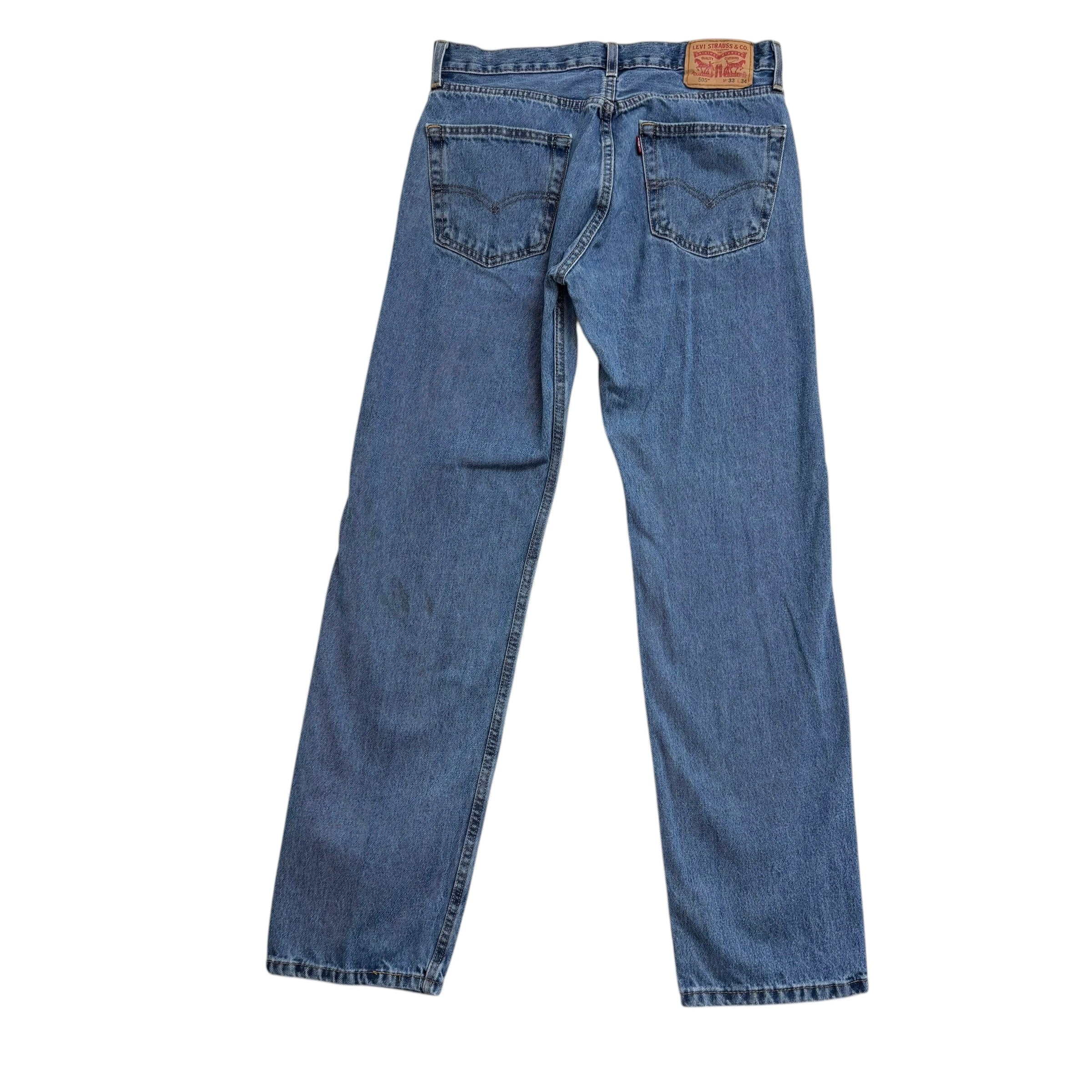 Levis 505 Jeans W33 L34 Mens Mid Blue Regular Straight Fit Denim (F)