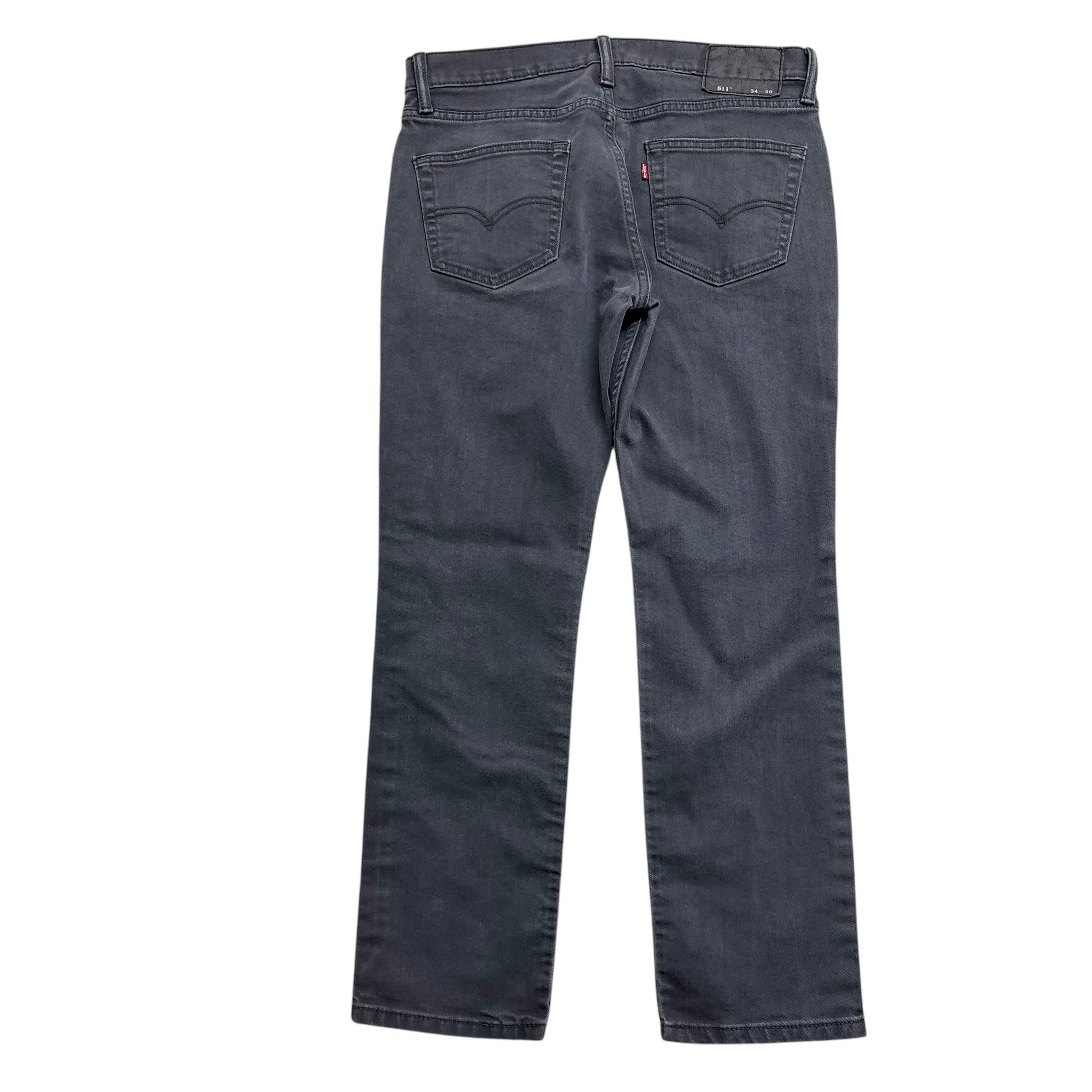 Levis 511 Jeans W34 L29 Mens Grey Slim Fit Stretch Denim (E)
