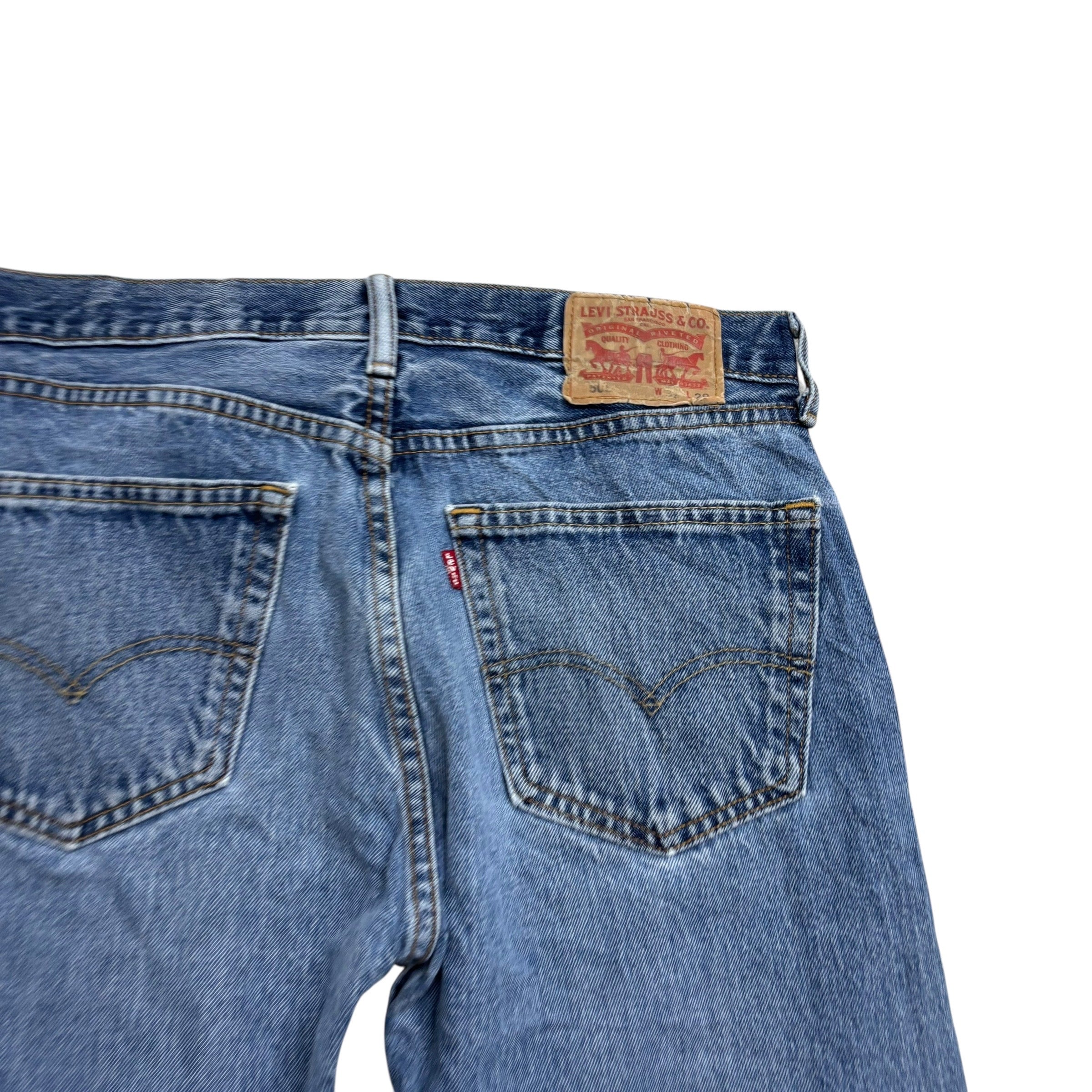 Levis 505 Jeans W32 L29 Mens Mid Blue Regular Straight Fit Denim