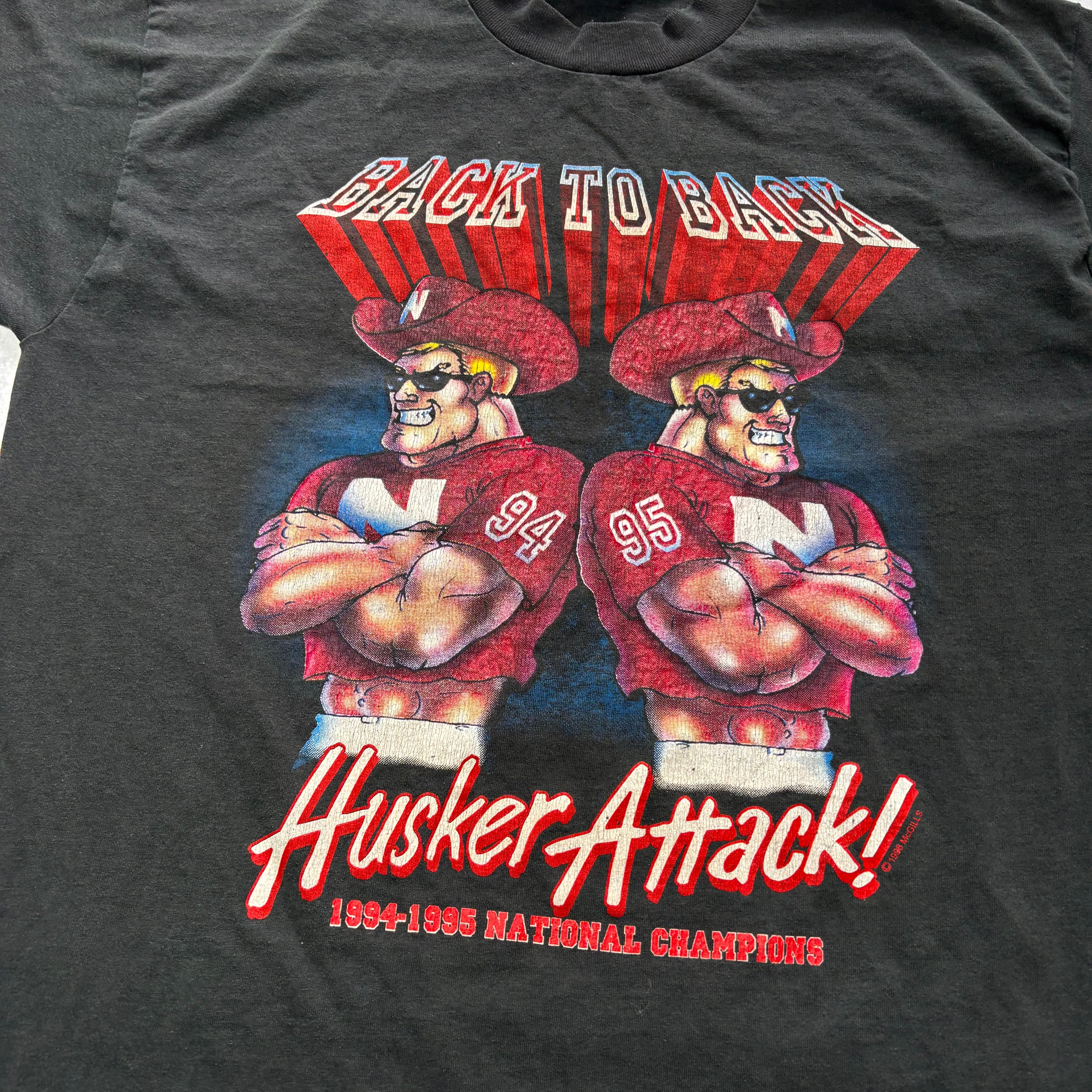 Vintage T Shirt Mens Medium Black Single Stitch Graphic Print 90s College NFL