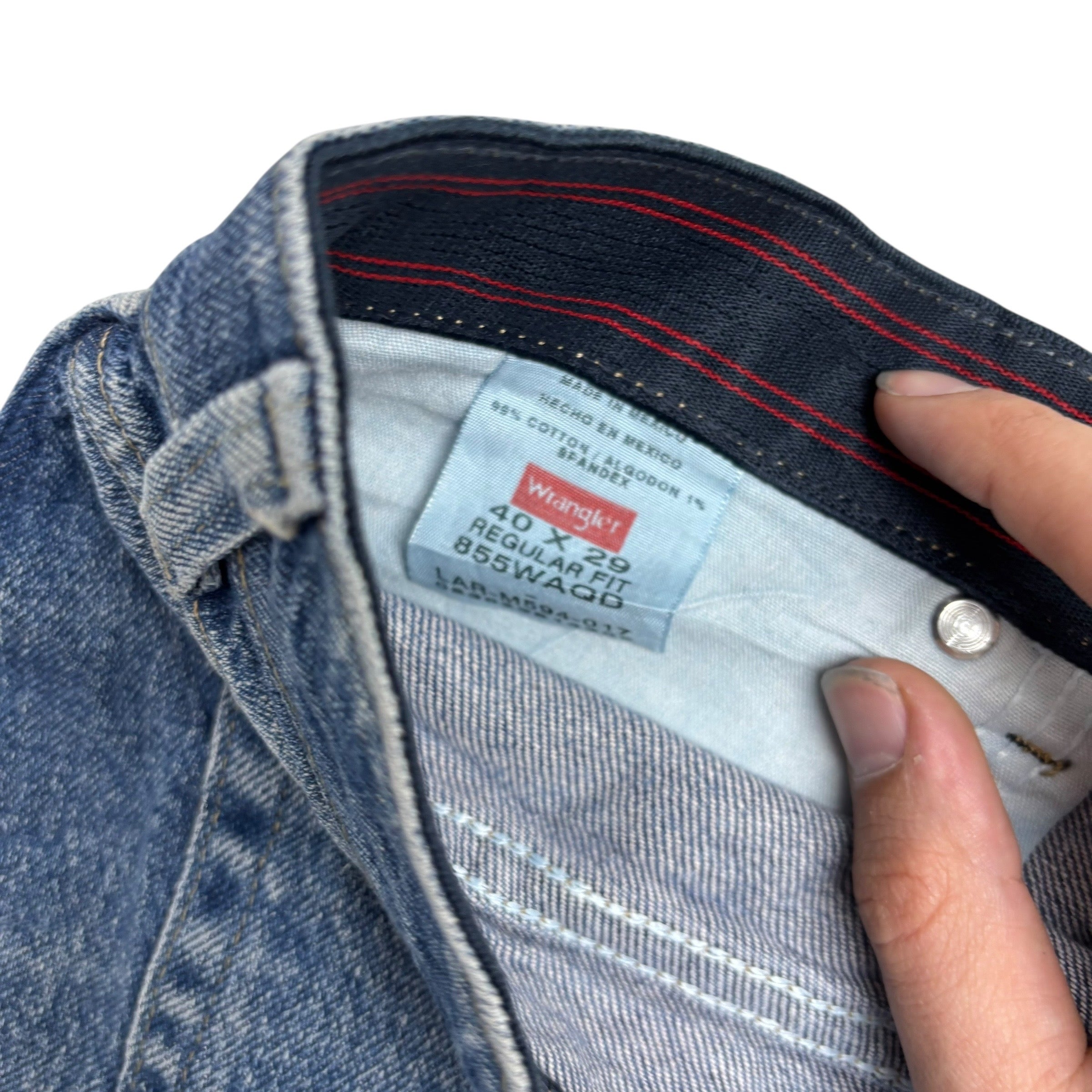 Wrangler Jeans W40 L29 Mens Mid Blue Regular Straight Fit Stretch Denim