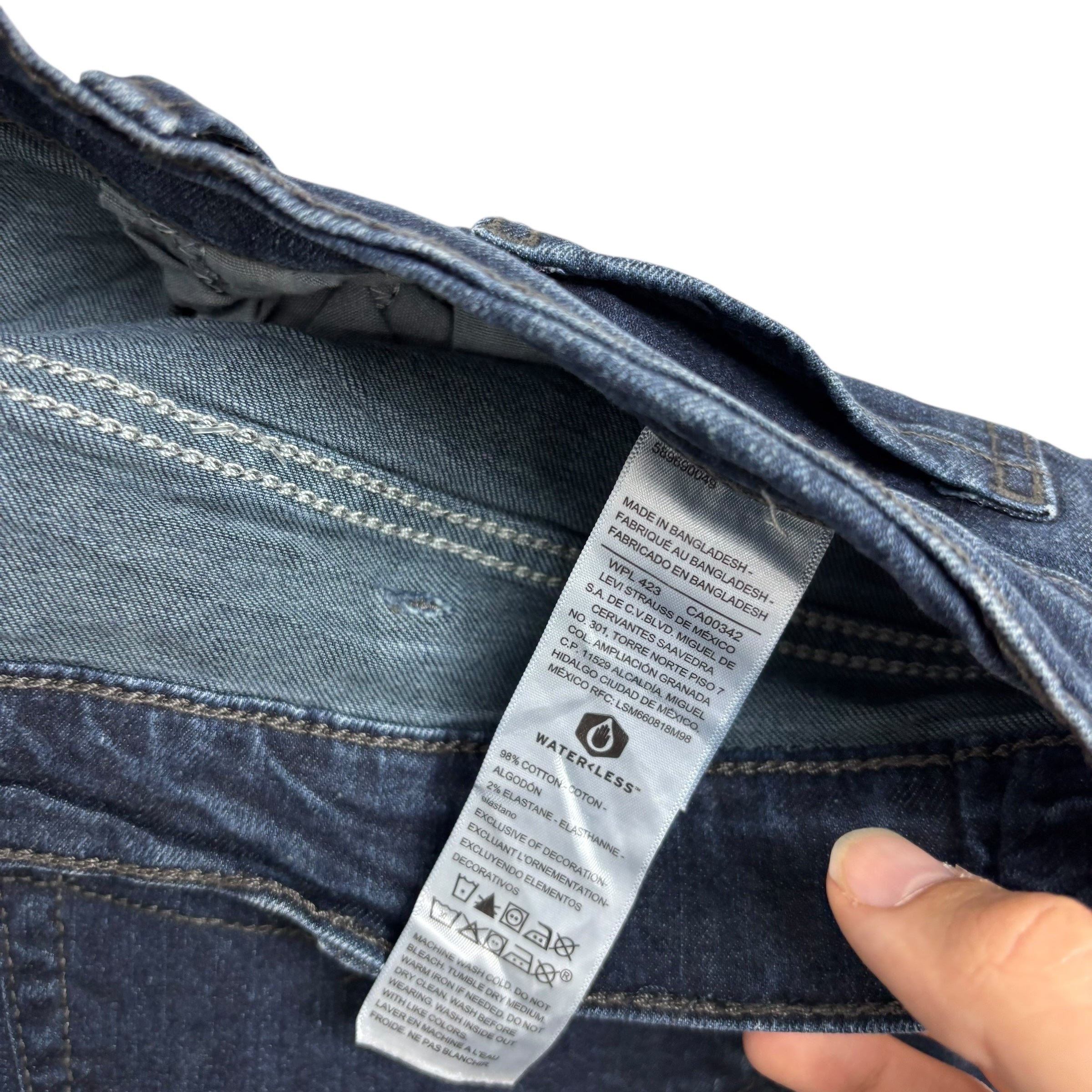 Levis Signature Jeans W38 L29 Mens Navy Blue Relaxed Tapered Fit Stretch (E)