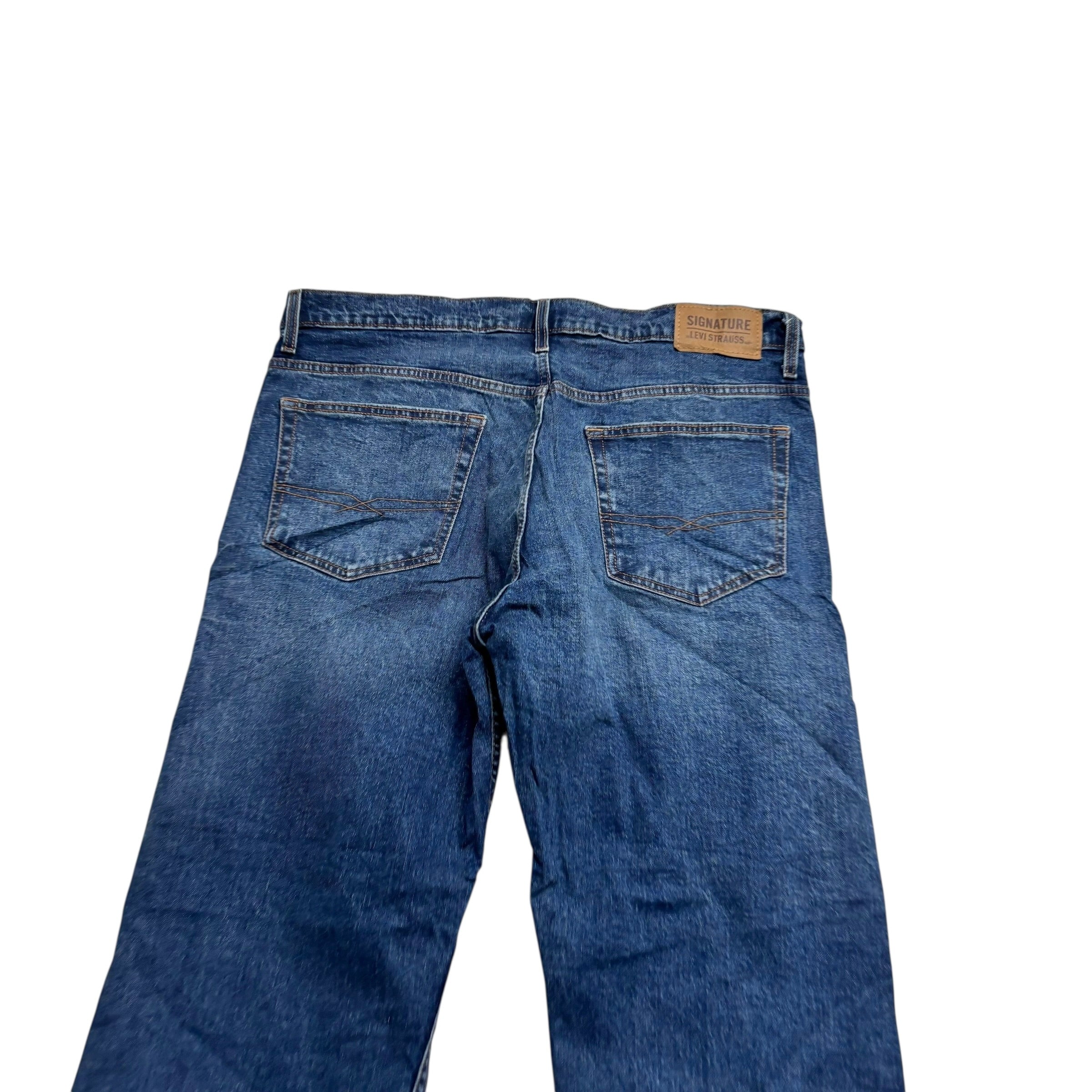 Levis Signature Jeans W36 L30 Mens Dark Blue Relaxed Baggy Fit Stretch Denim (E)